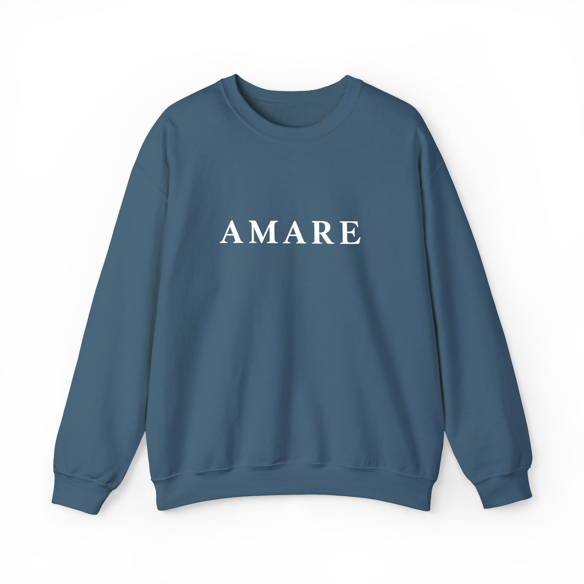 Amare Distressed Text Crewneck Sweatshirt - Olive Casual Pullover