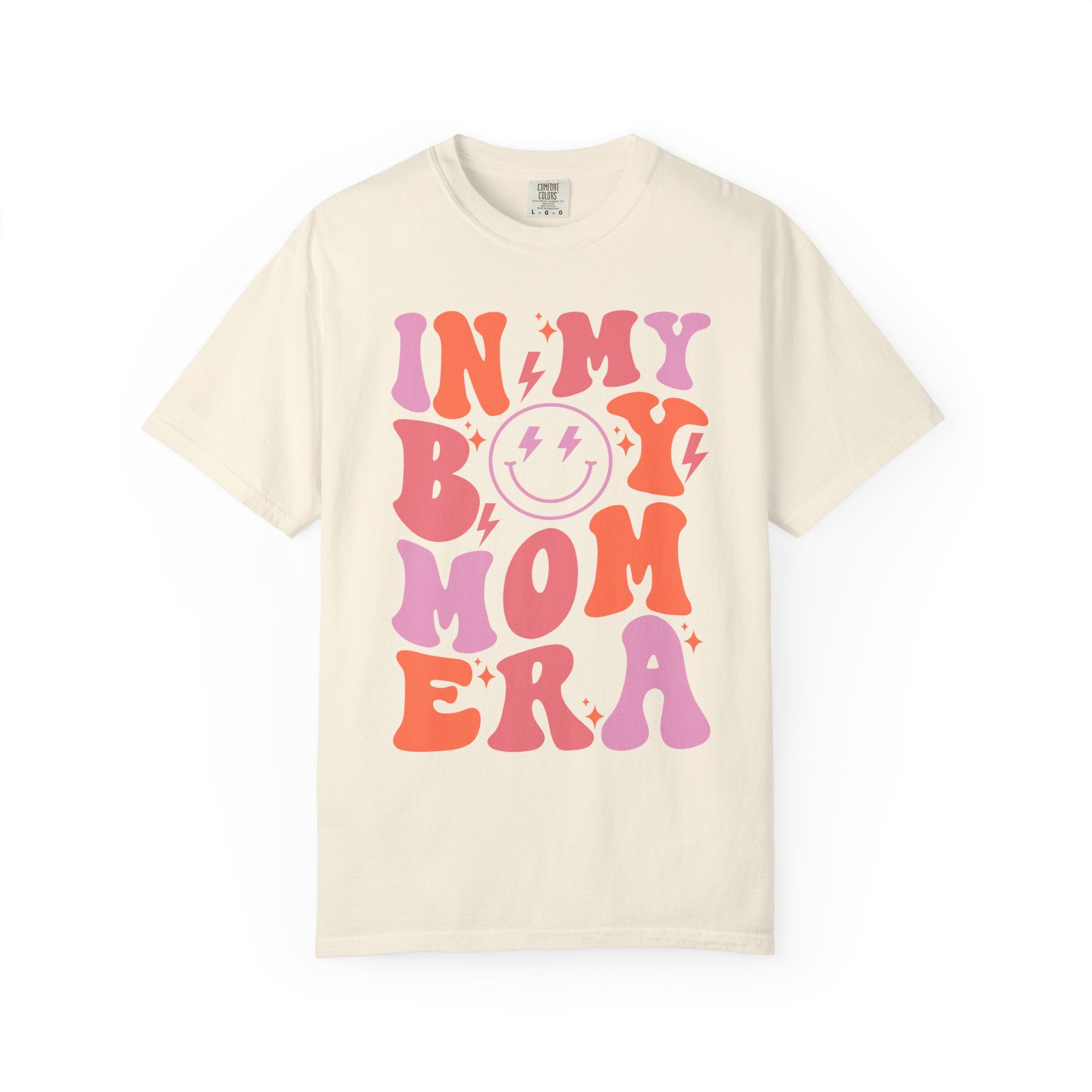 Mom Era Retro Graphic T-Shirt — "In My Boy Mom Era" Smiley Tee