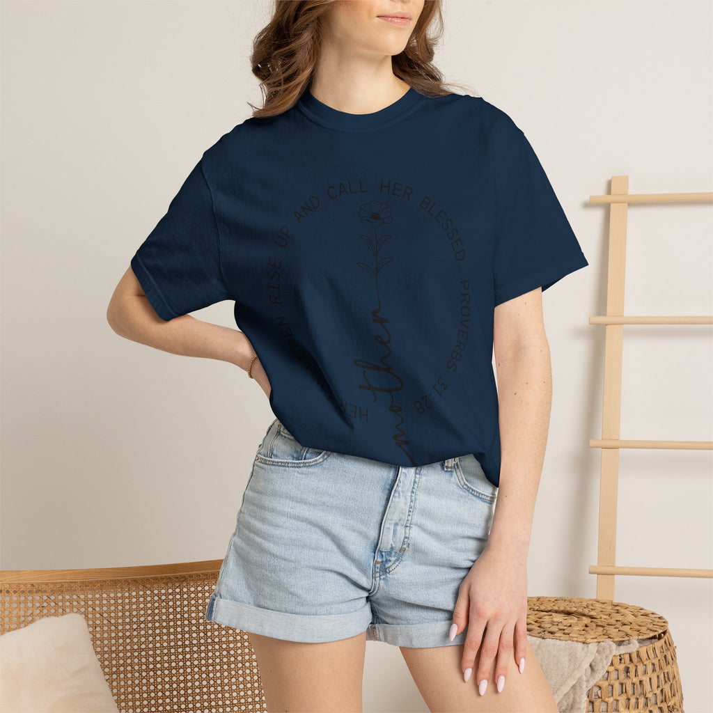 T‑Shirt — “Mother” Floral Scripture Tee (Proverbs 31:28)