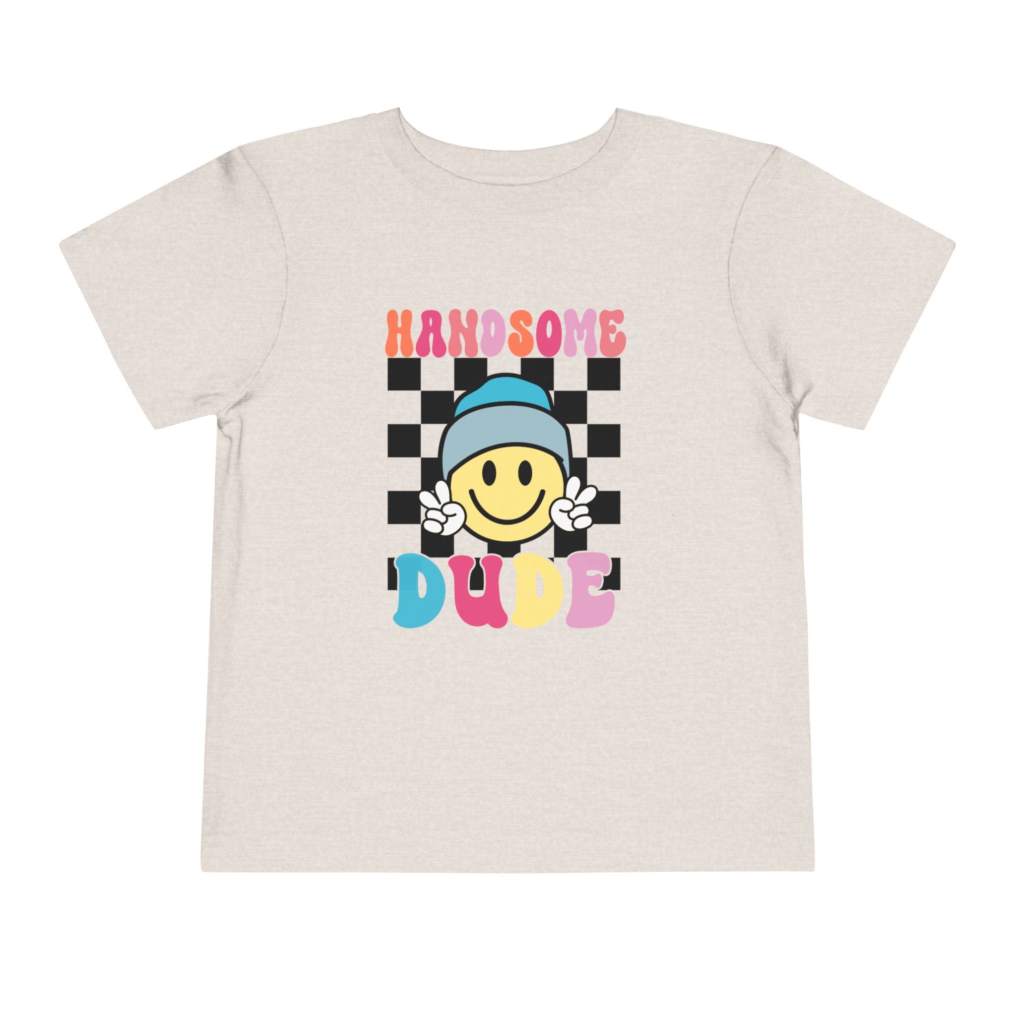 Handsome Dude Toddler Tee — Retro Smile Face Graphic Shirt