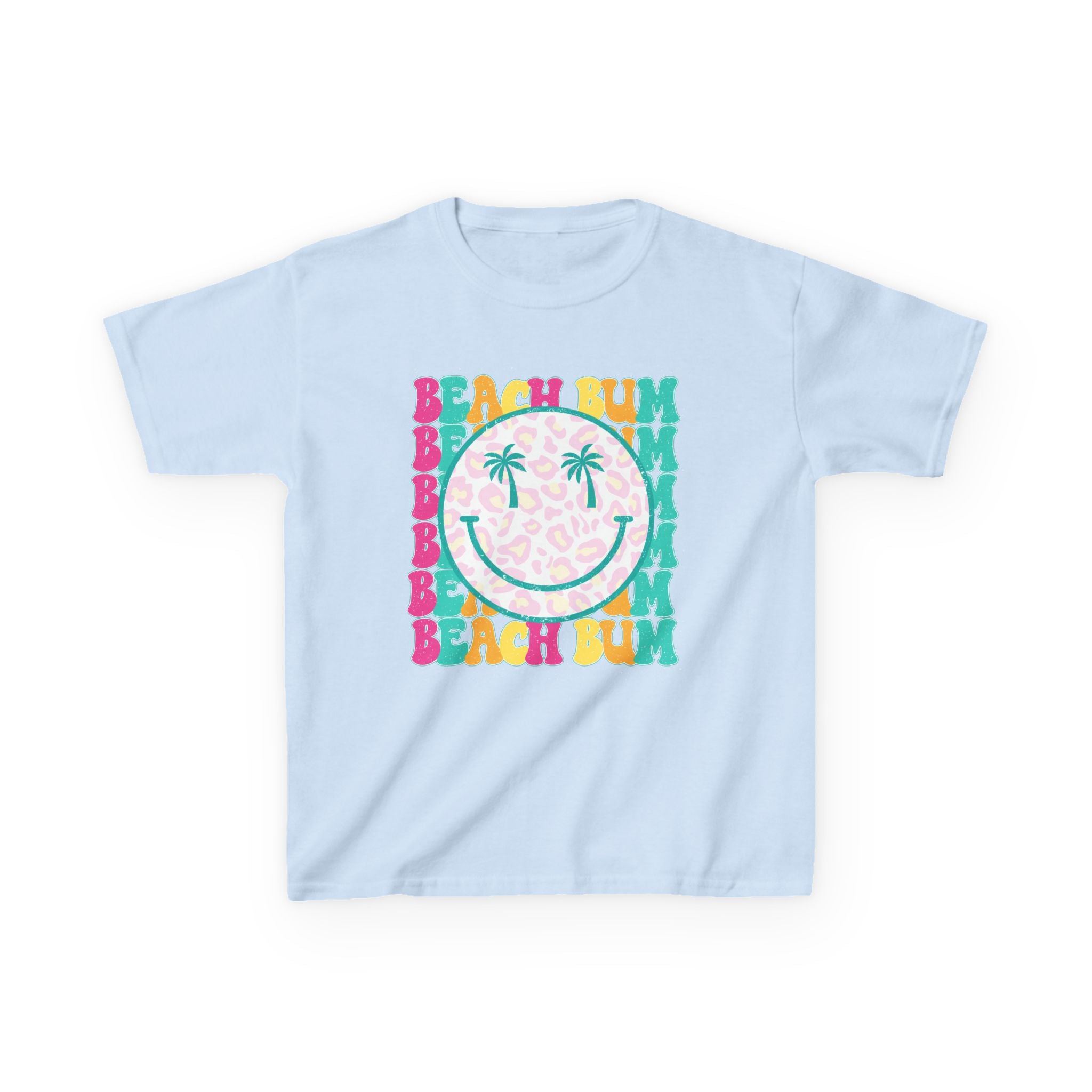 Kids Tee - "Beach Bum" Smiley Palm Graphic Tropical Summer Shirt