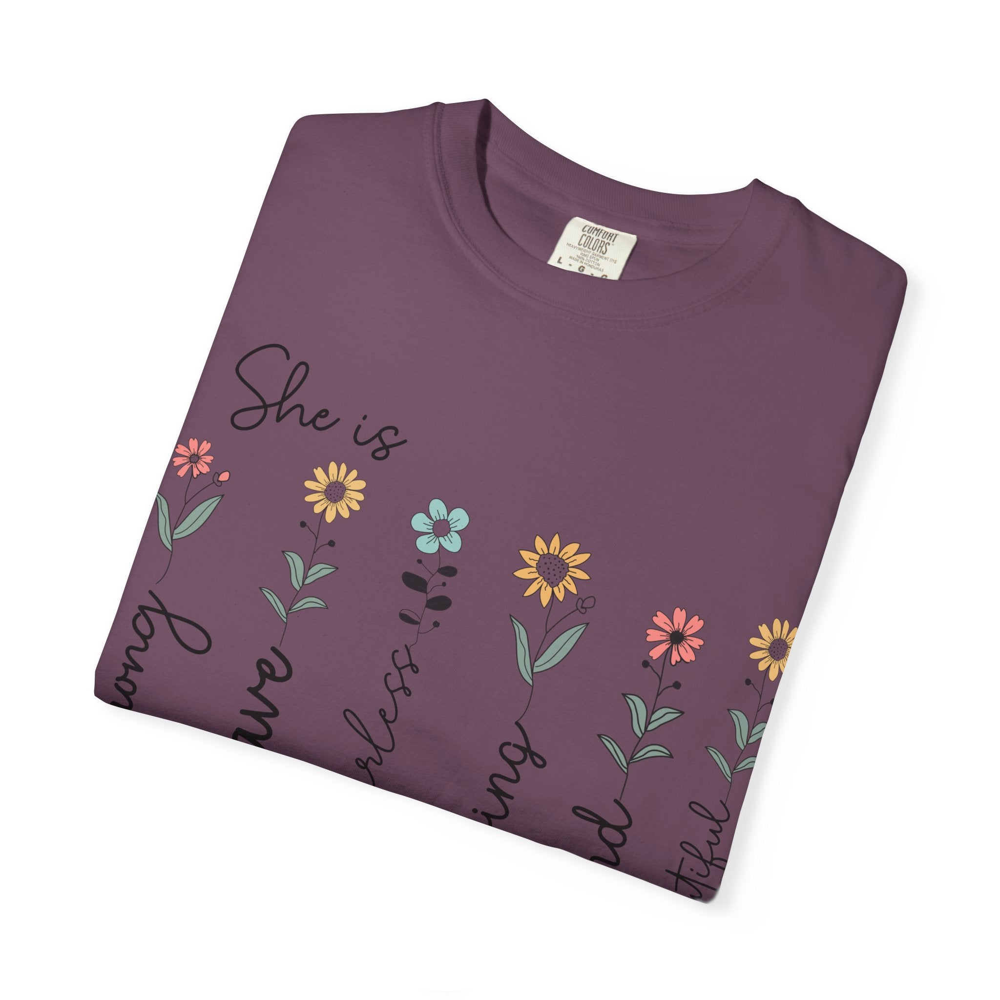 She Is Mom Floral T-Shirt — Brave, Kind, Beautiful Mother's Day Tee