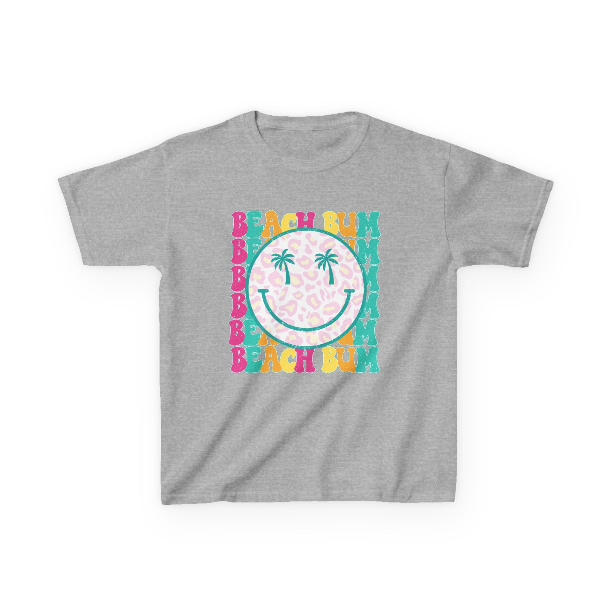 Kids Tee - "Beach Bum" Smiley Palm Graphic Tropical Summer Shirt