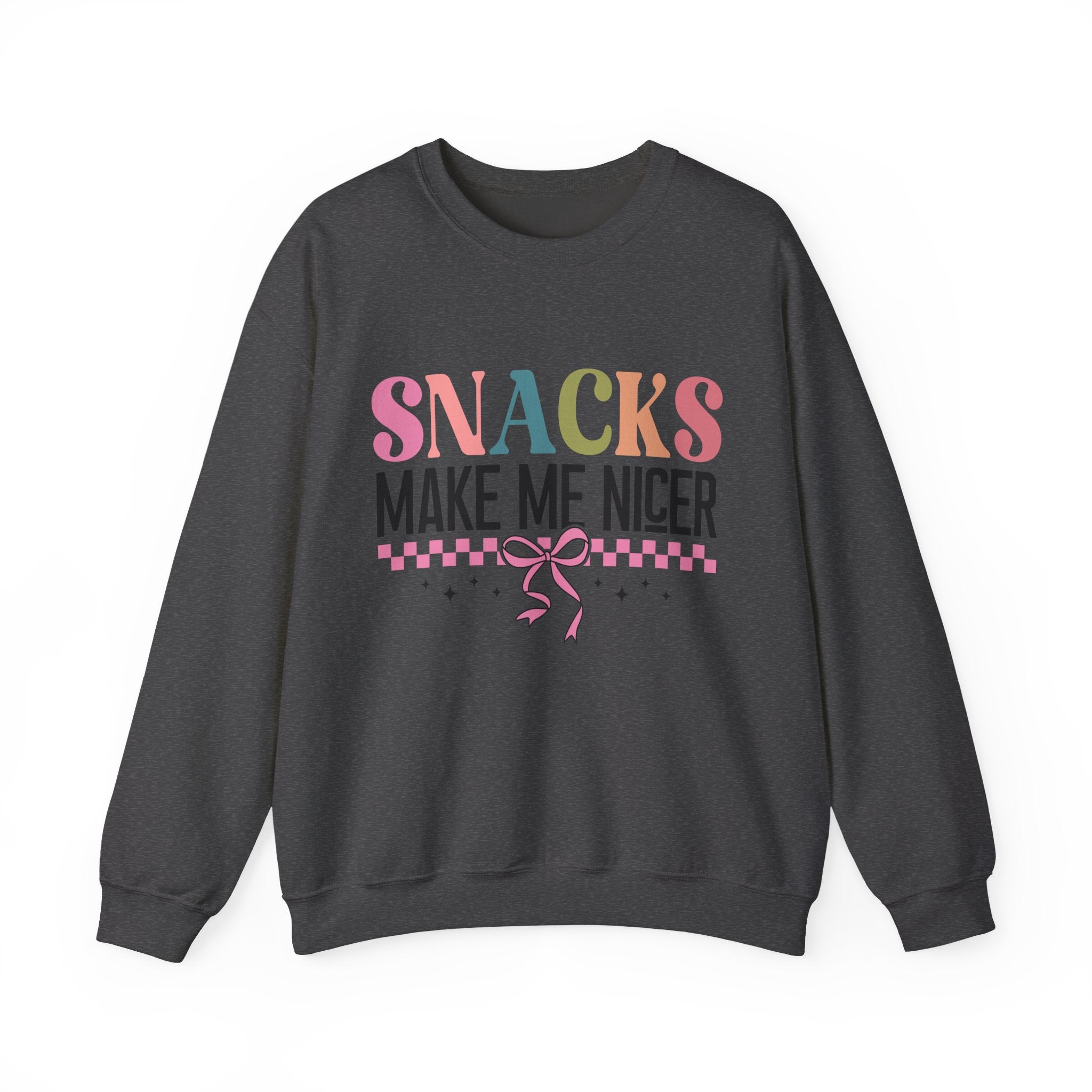 Sweatshirt — "Snacks Make Me Nicer" Cozy Graphic Crewneck