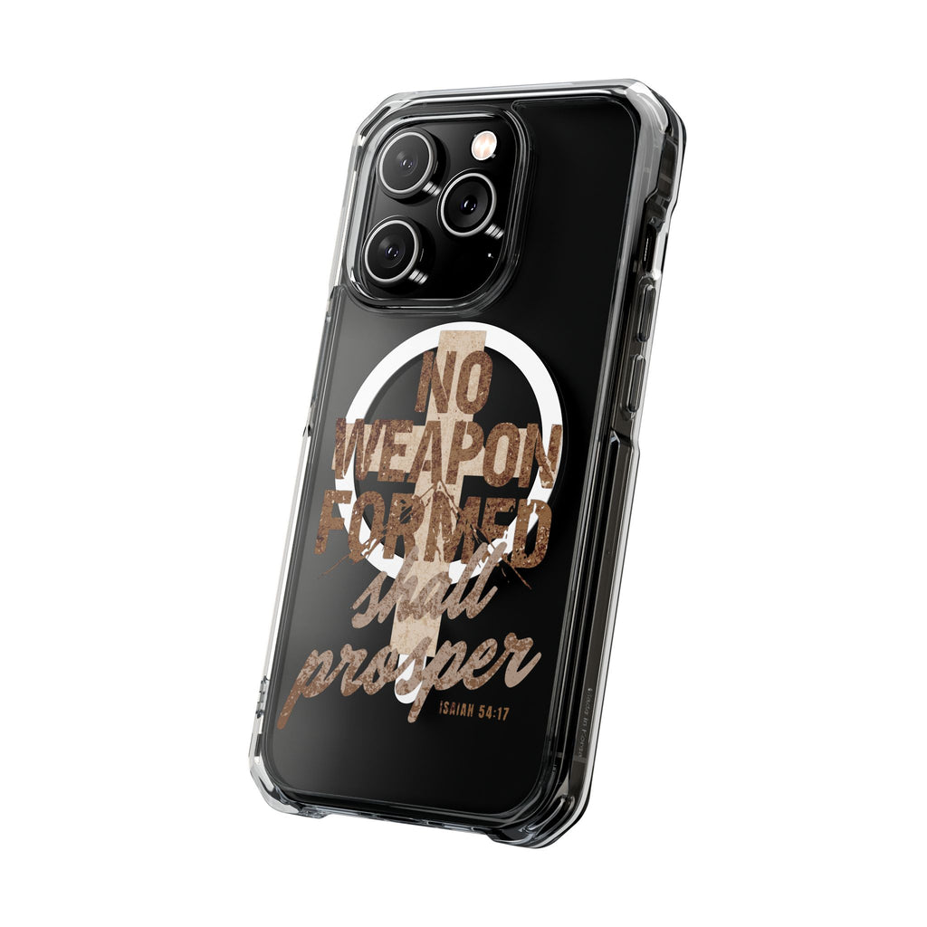 Magnetic Clear Phone Case "No Weapon Formed Shall Prosper"