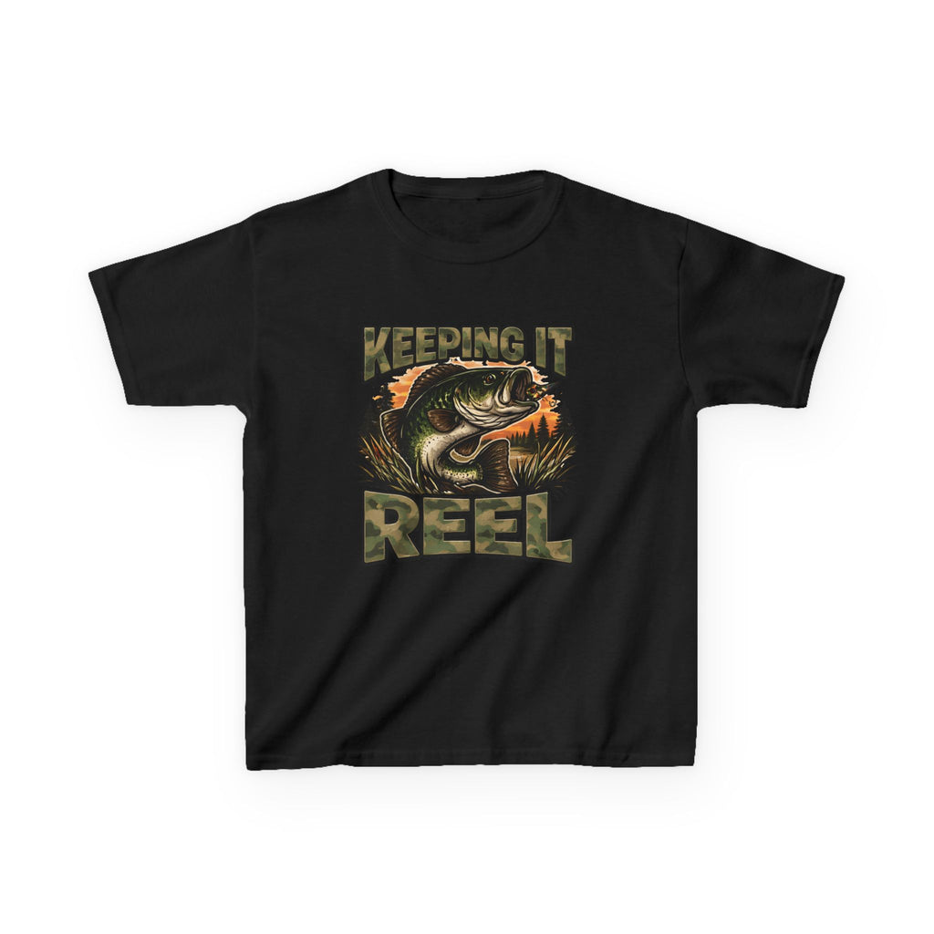 Kids Fishing T-Shirt — "Keeping It Reel" Bass Graphic Tee