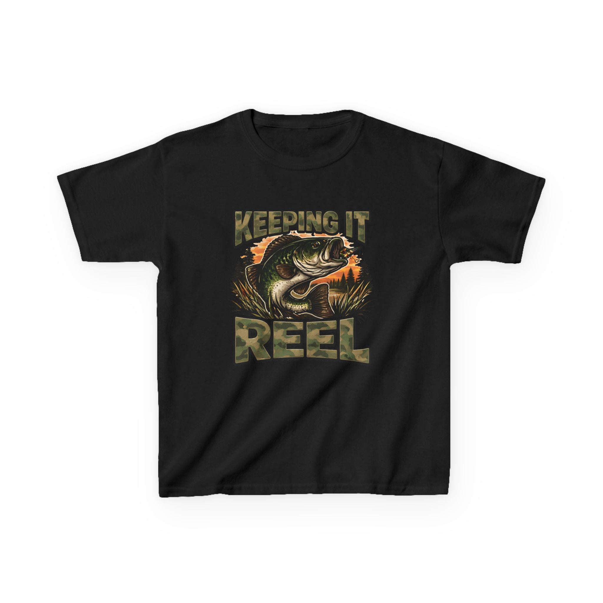 Kids Fishing T-Shirt — "Keeping It Reel" Bass Graphic Tee