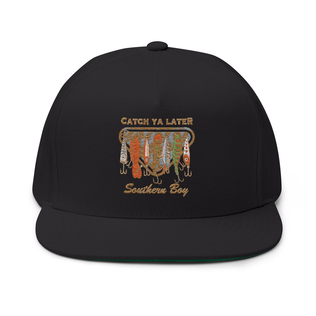 Southern Bay Embroidered Flat Bill Cap — "Catch Ya Later" Fishing Lures