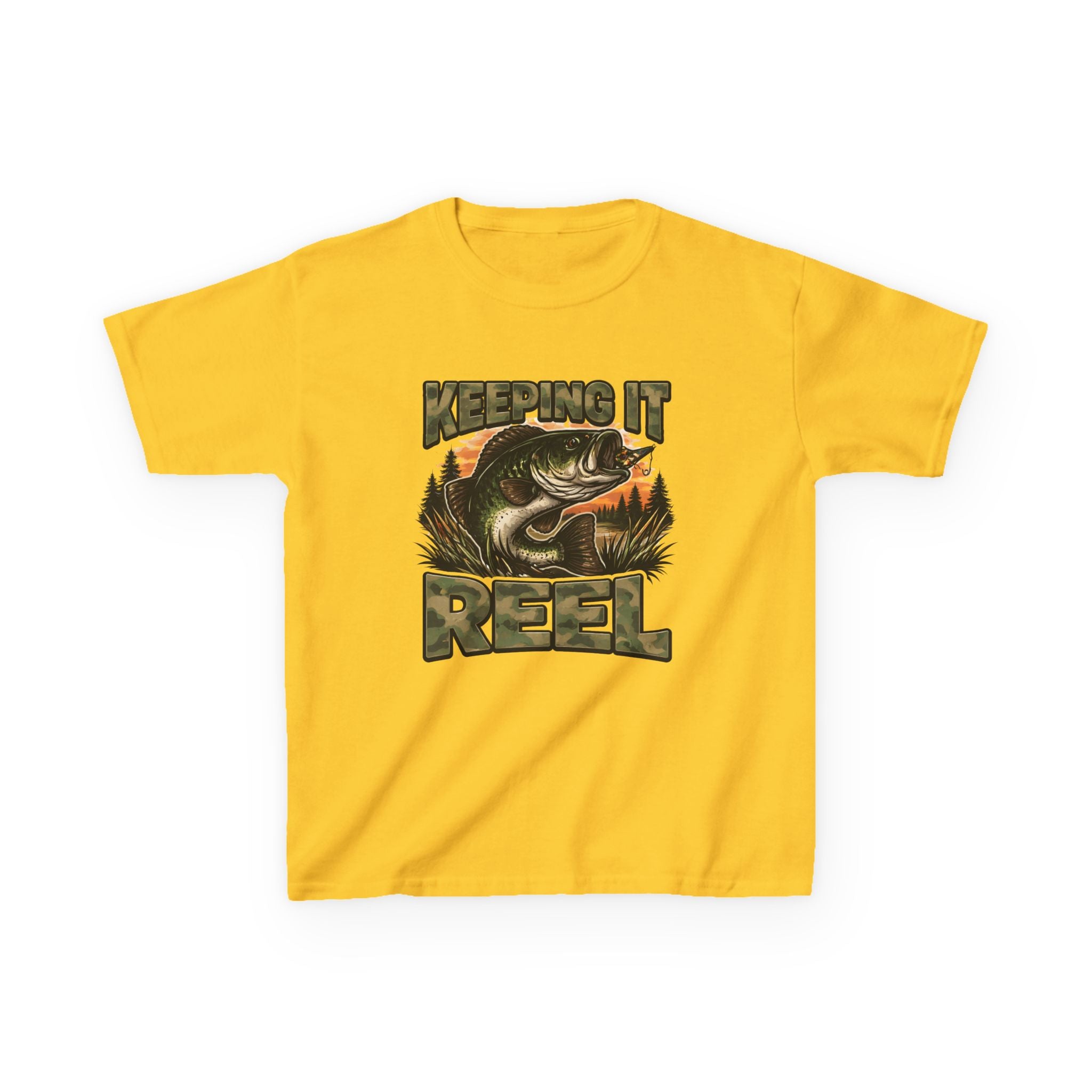Kids Fishing T-Shirt — "Keeping It Reel" Bass Graphic Tee