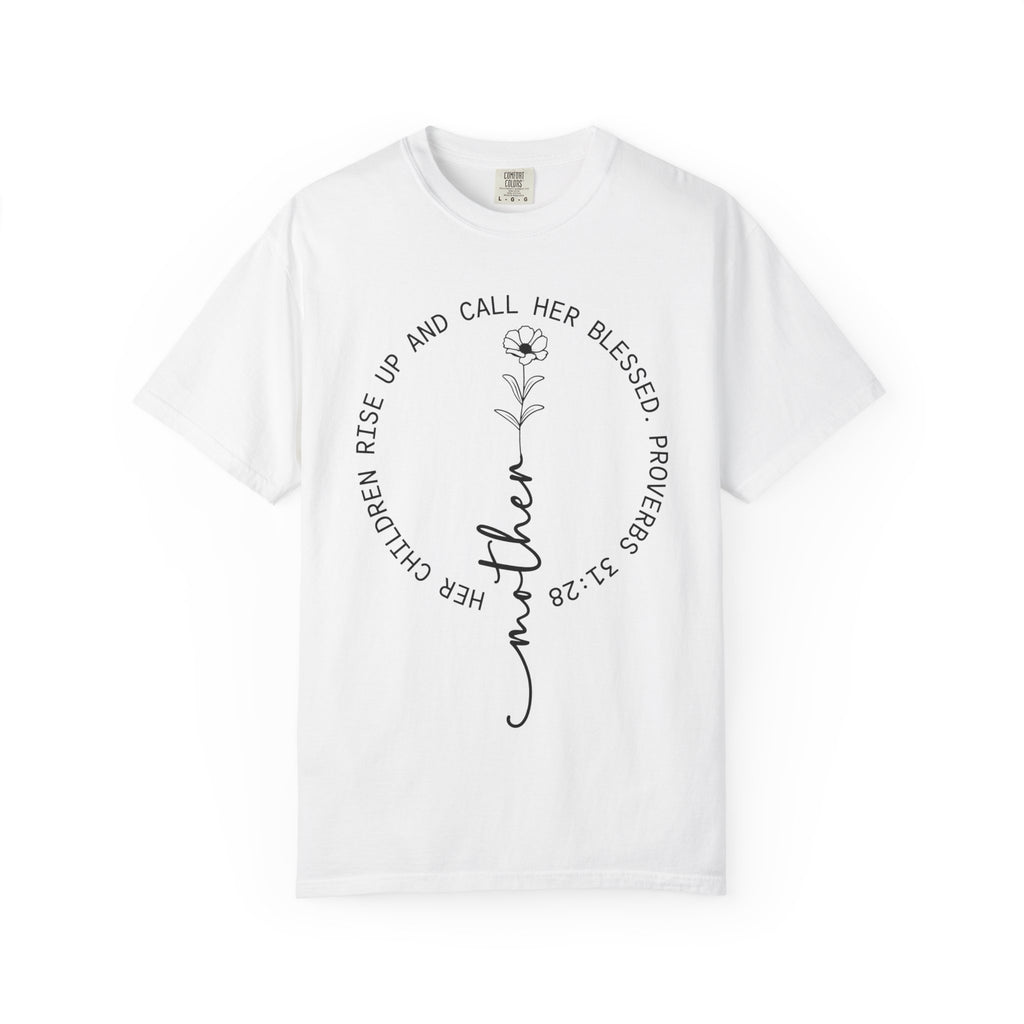 T‑Shirt — “Mother” Floral Scripture Tee (Proverbs 31:28)
