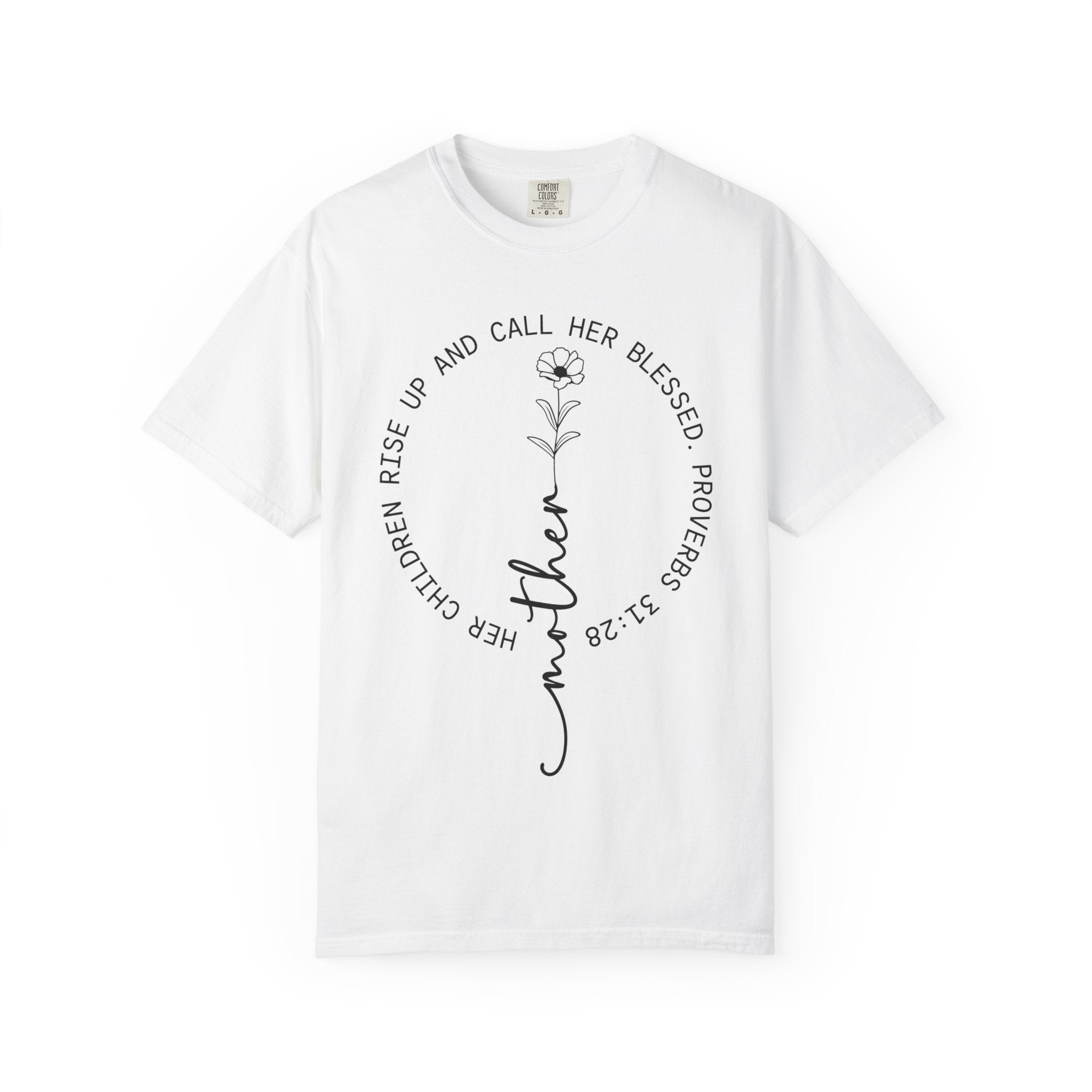 T‑Shirt — “Mother” Floral Scripture Tee (Proverbs 31:28)