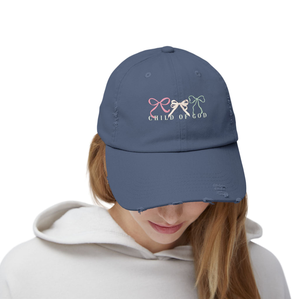 Distressed Cap — Child of God Bows Embroidered Hat