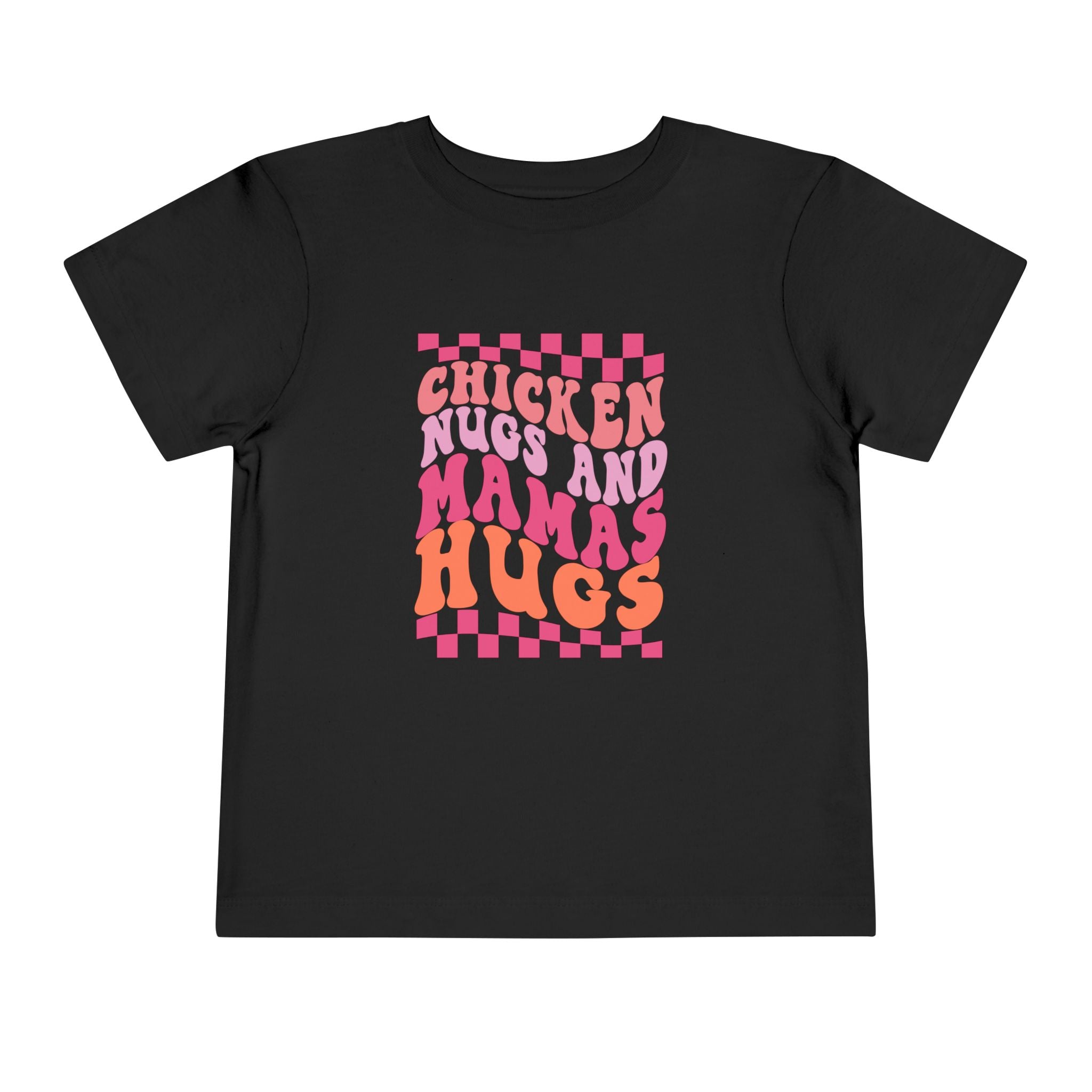 Toddler Tee — "Chicken Hugs and Mama's Hugs" Retro Pink Checkerboard