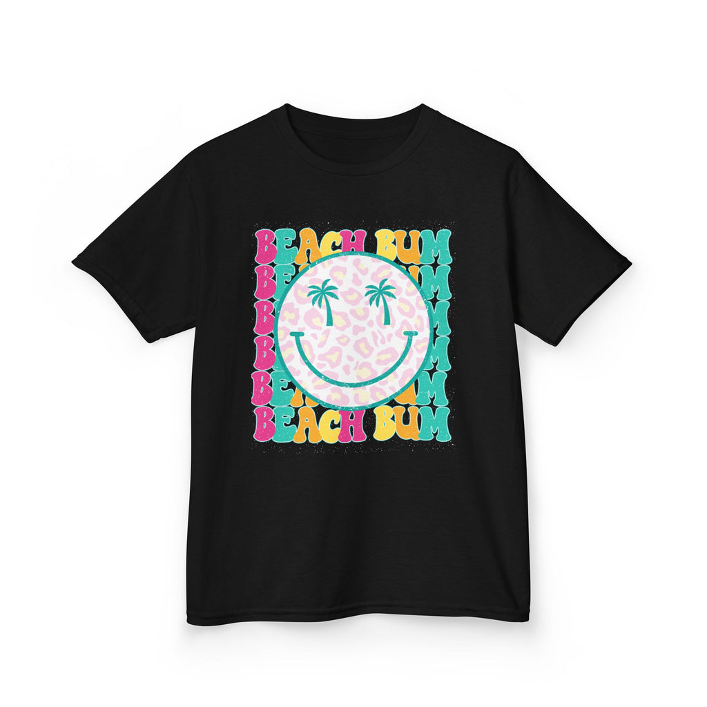 Kids Tee - "Beach Bum" Smiley Palm Graphic Tropical Summer Shirt