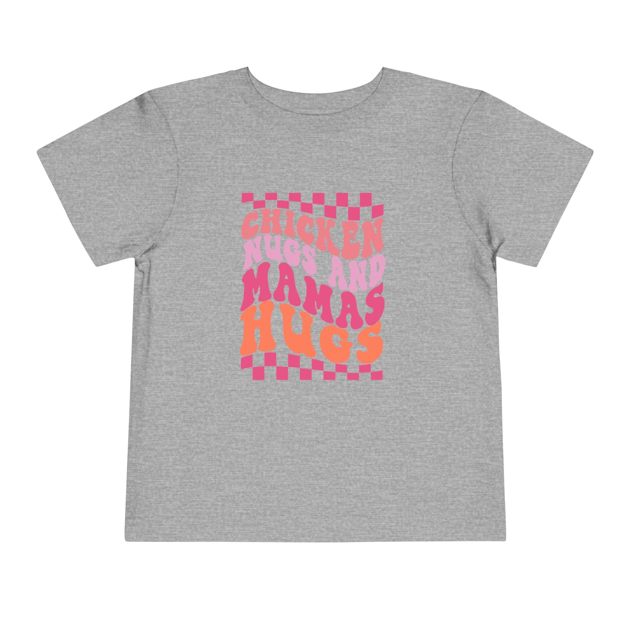 Toddler Tee — "Chicken Hugs and Mama's Hugs" Retro Pink Checkerboard