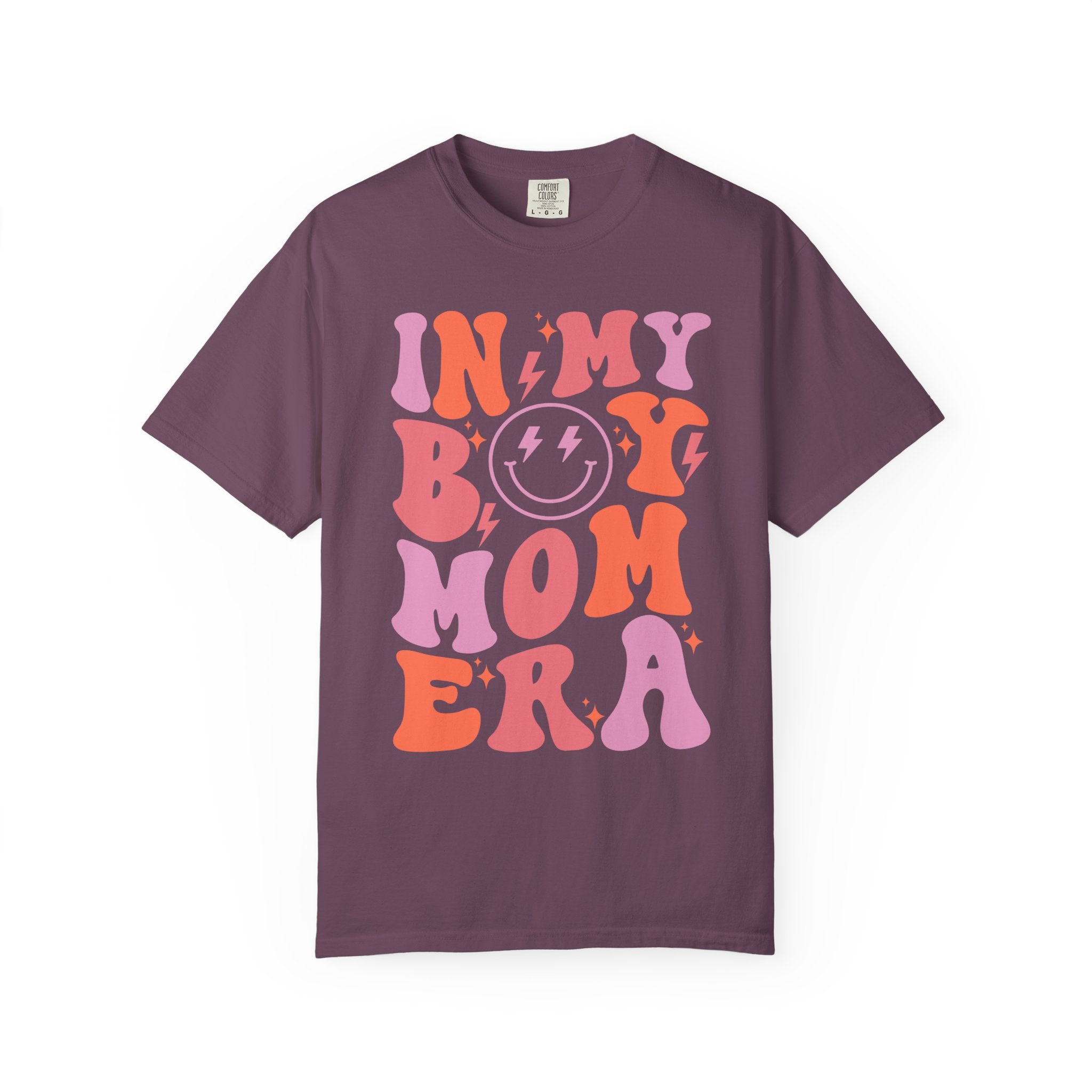 Mom Era Retro Graphic T-Shirt — "In My Boy Mom Era" Smiley Tee