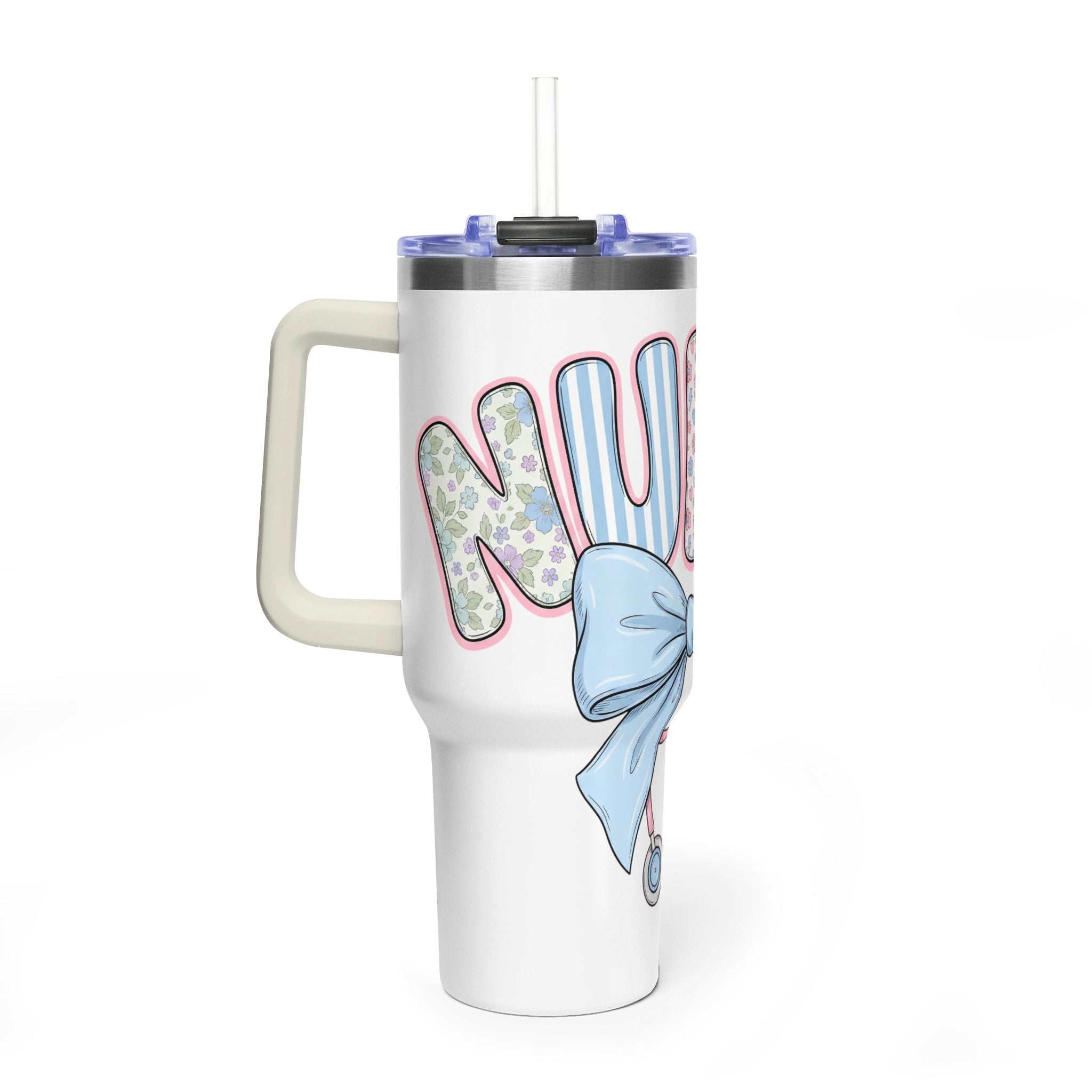 Nurse Bow 40oz Vacuum Tumbler  Insulated Nurse Travel Mug