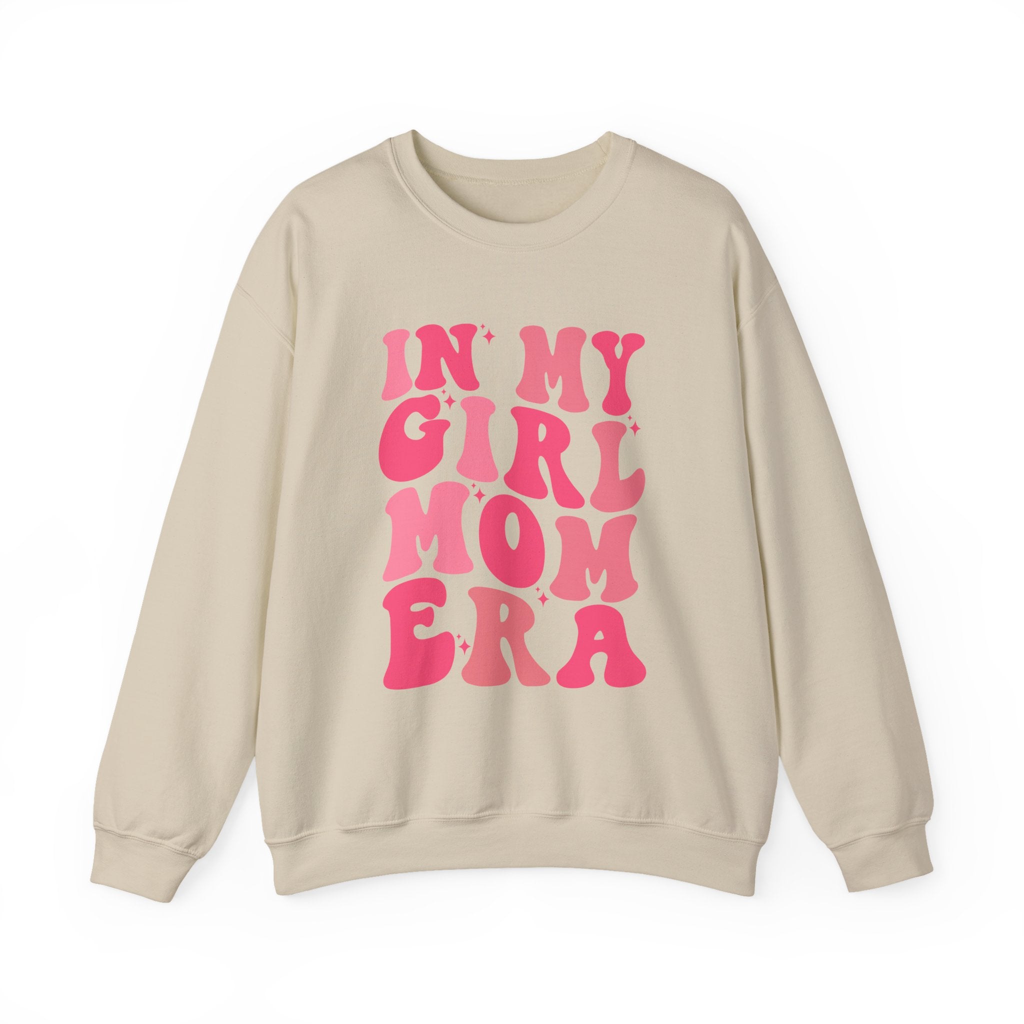 Crewneck Sweatshirt — "In My Girl Mom Era" Retro Pink Graphic