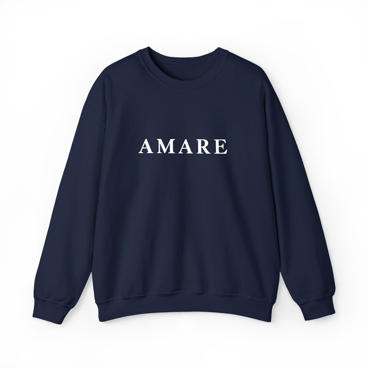Amare Distressed Text Crewneck Sweatshirt - Olive Casual Pullover