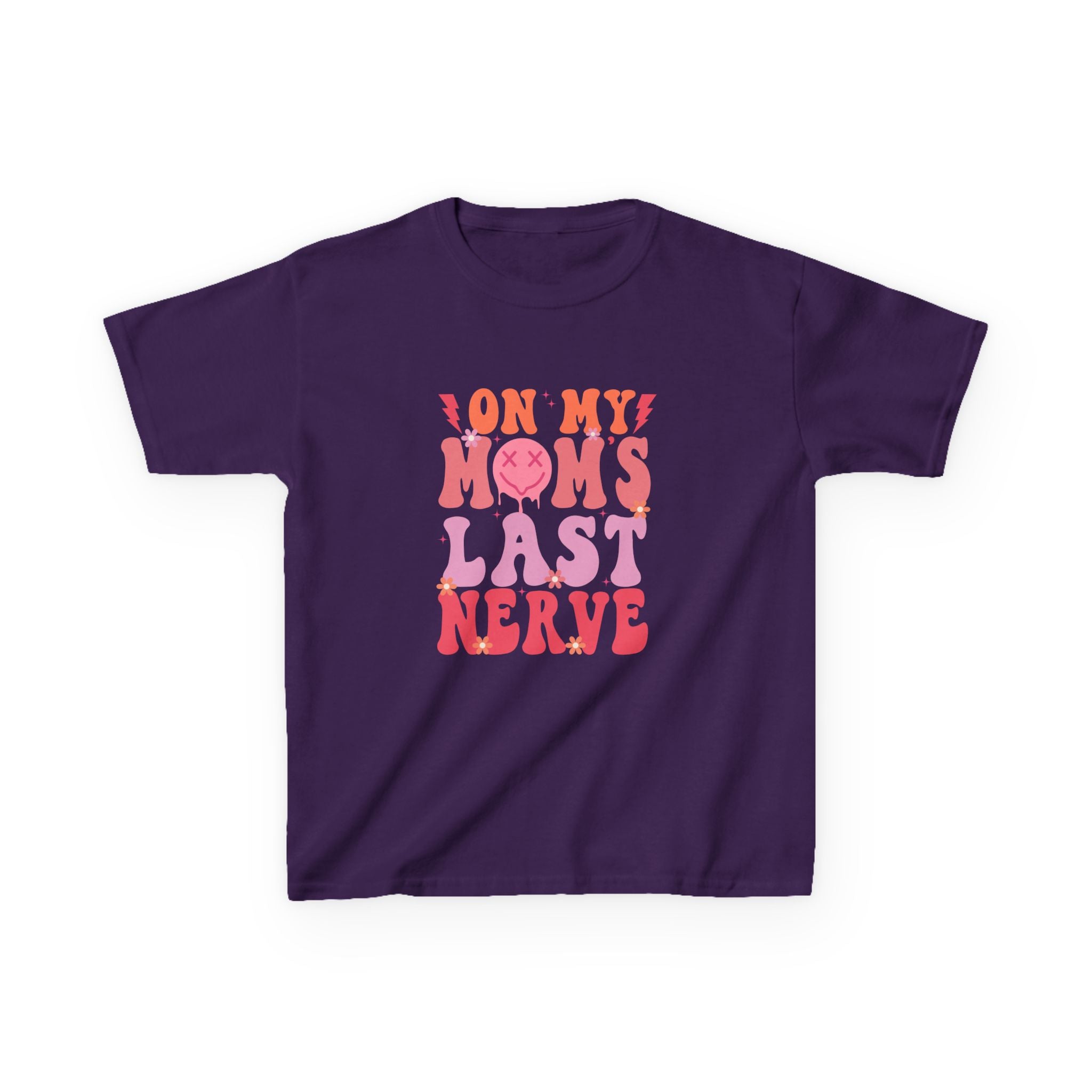 Kids Tee — "On My Mom's Last Nerve" Retro Pink Graphic