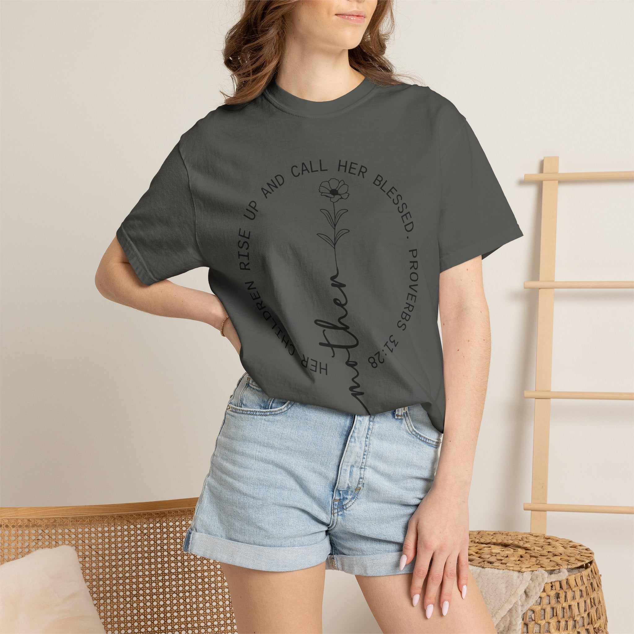 T‑Shirt — “Mother” Floral Scripture Tee (Proverbs 31:28)