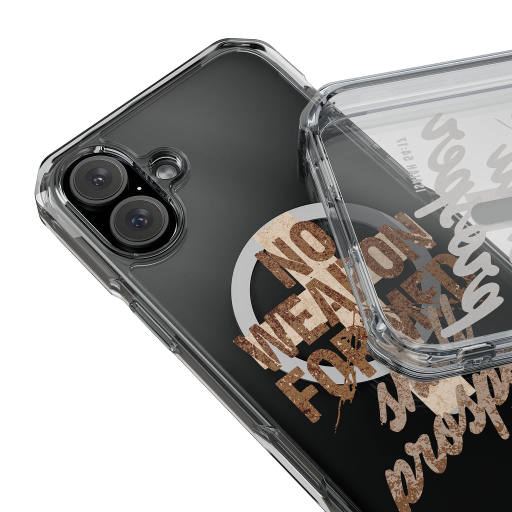 Magnetic Clear Phone Case "No Weapon Formed Shall Prosper"