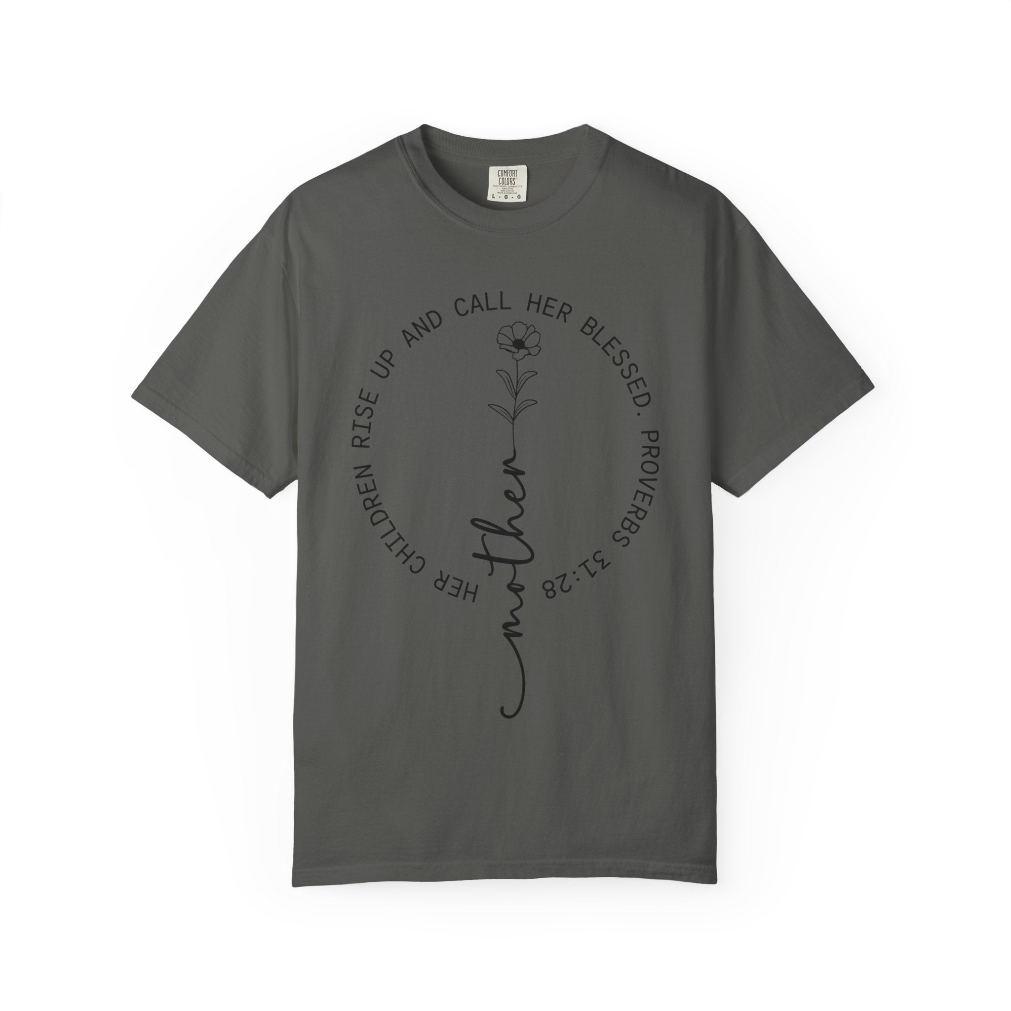 T‑Shirt — “Mother” Floral Scripture Tee (Proverbs 31:28)