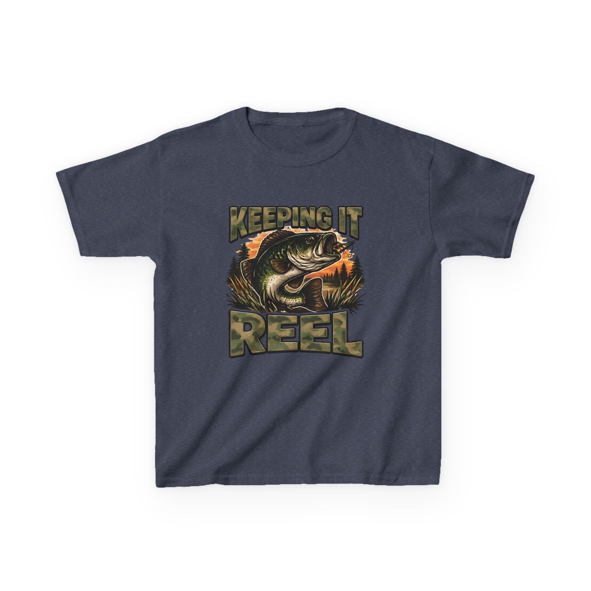 Kids Fishing T-Shirt — "Keeping It Reel" Bass Graphic Tee