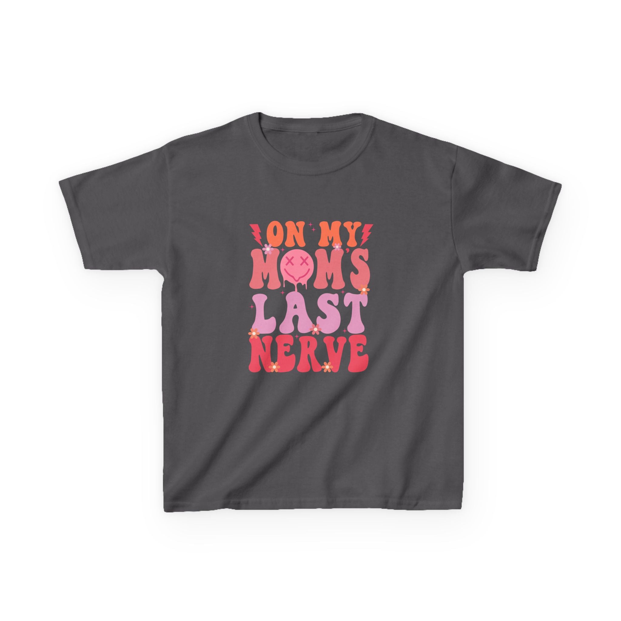 Kids Tee — "On My Mom's Last Nerve" Retro Pink Graphic