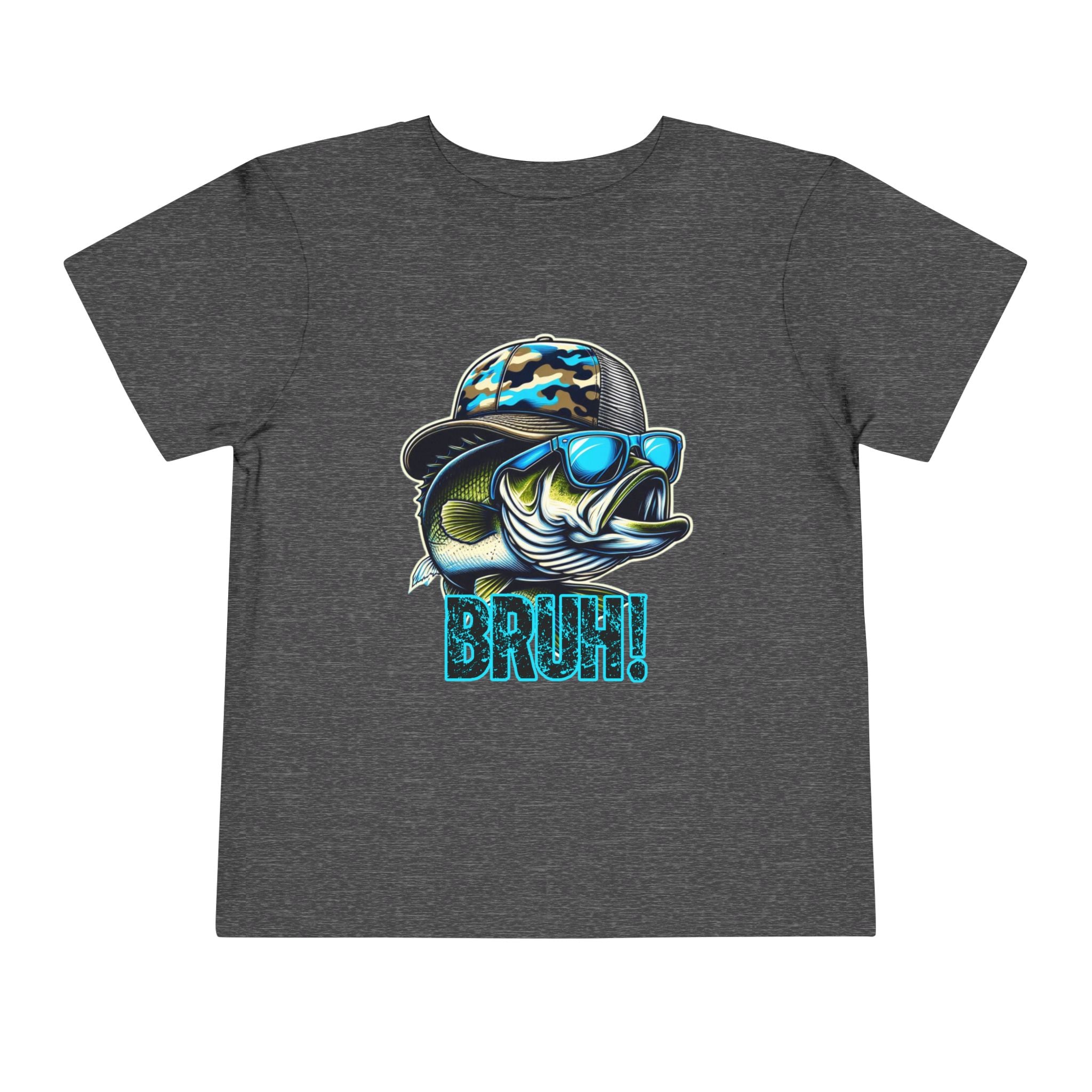 Toddler Tee — Cool Fishing Bass 'BRUH!' Graphic Tee for Kids