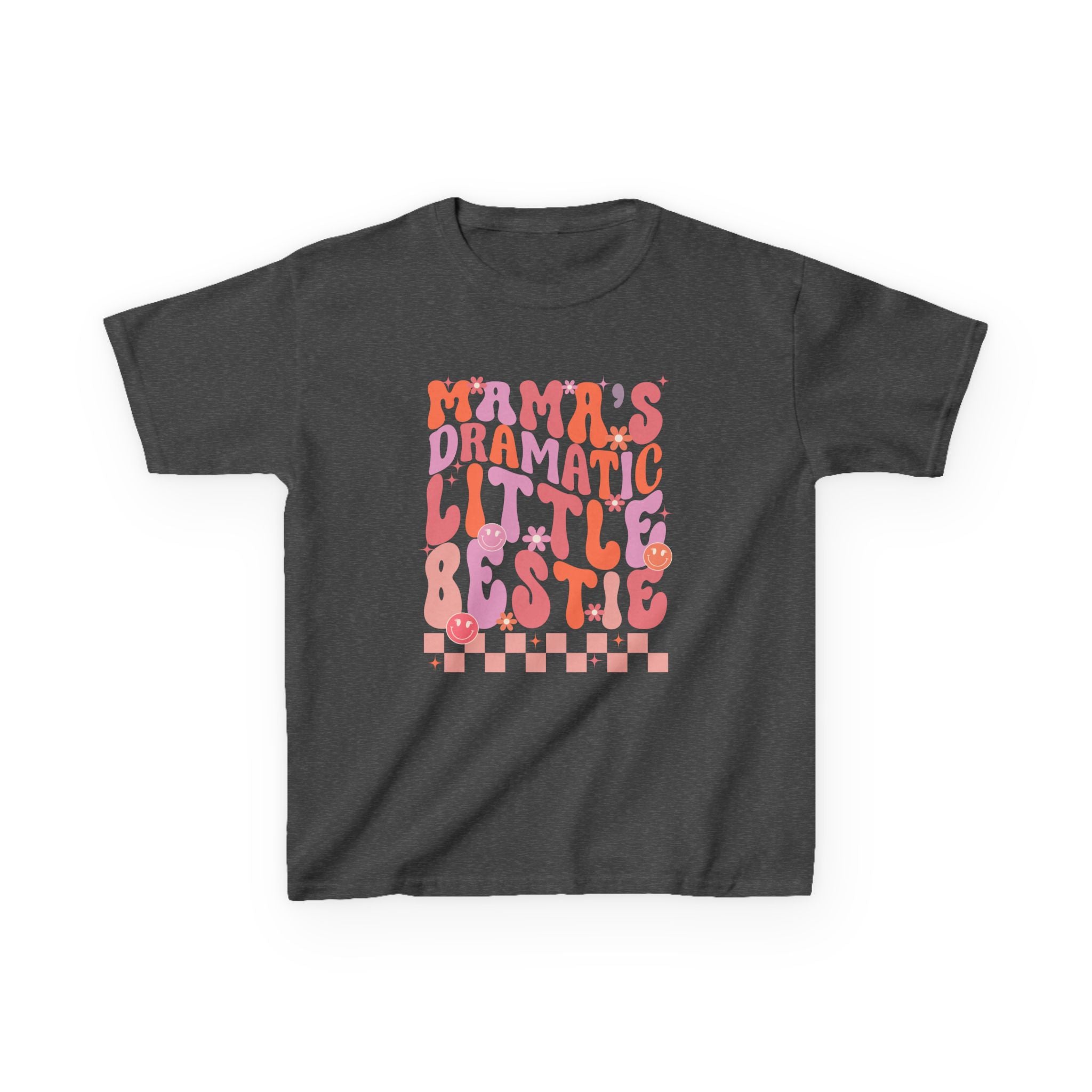 Kids Tee — "Mama's Dramatic Little Bestie" Retro Pink Graphic Shirt