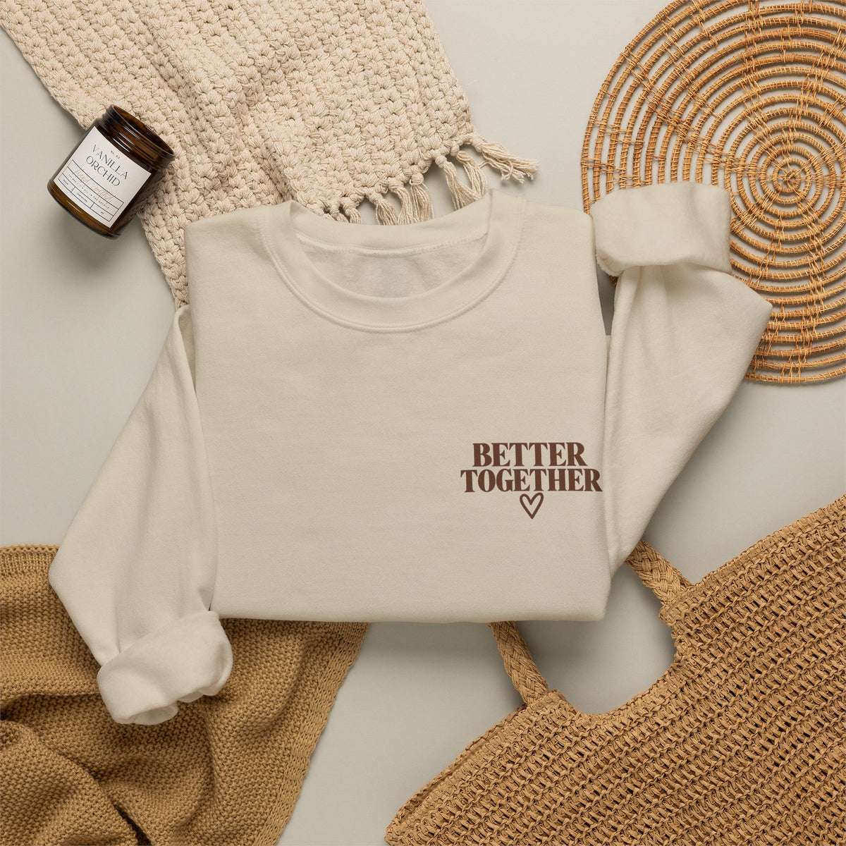 Crewneck Sweatshirt — "Better Together" Good People, Good Energy Graphic