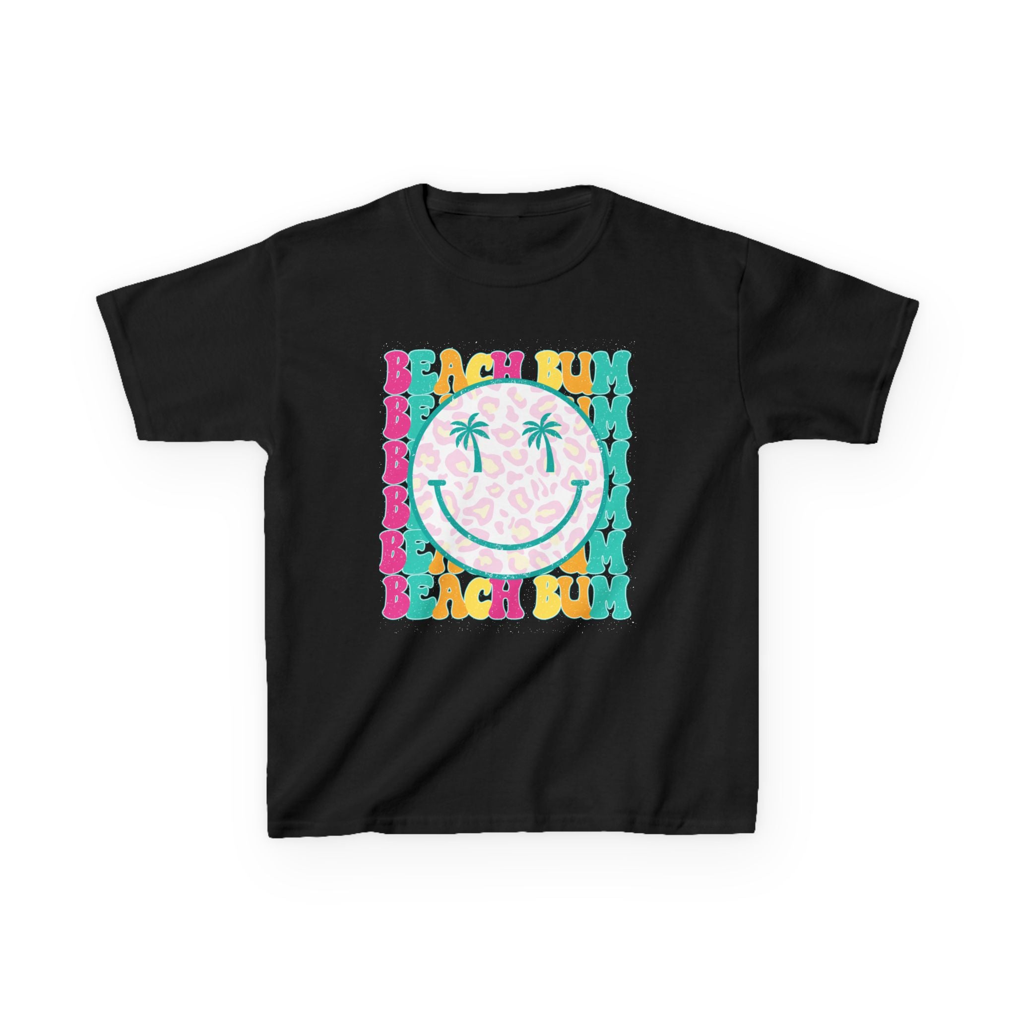 Kids Tee - "Beach Bum" Smiley Palm Graphic Tropical Summer Shirt