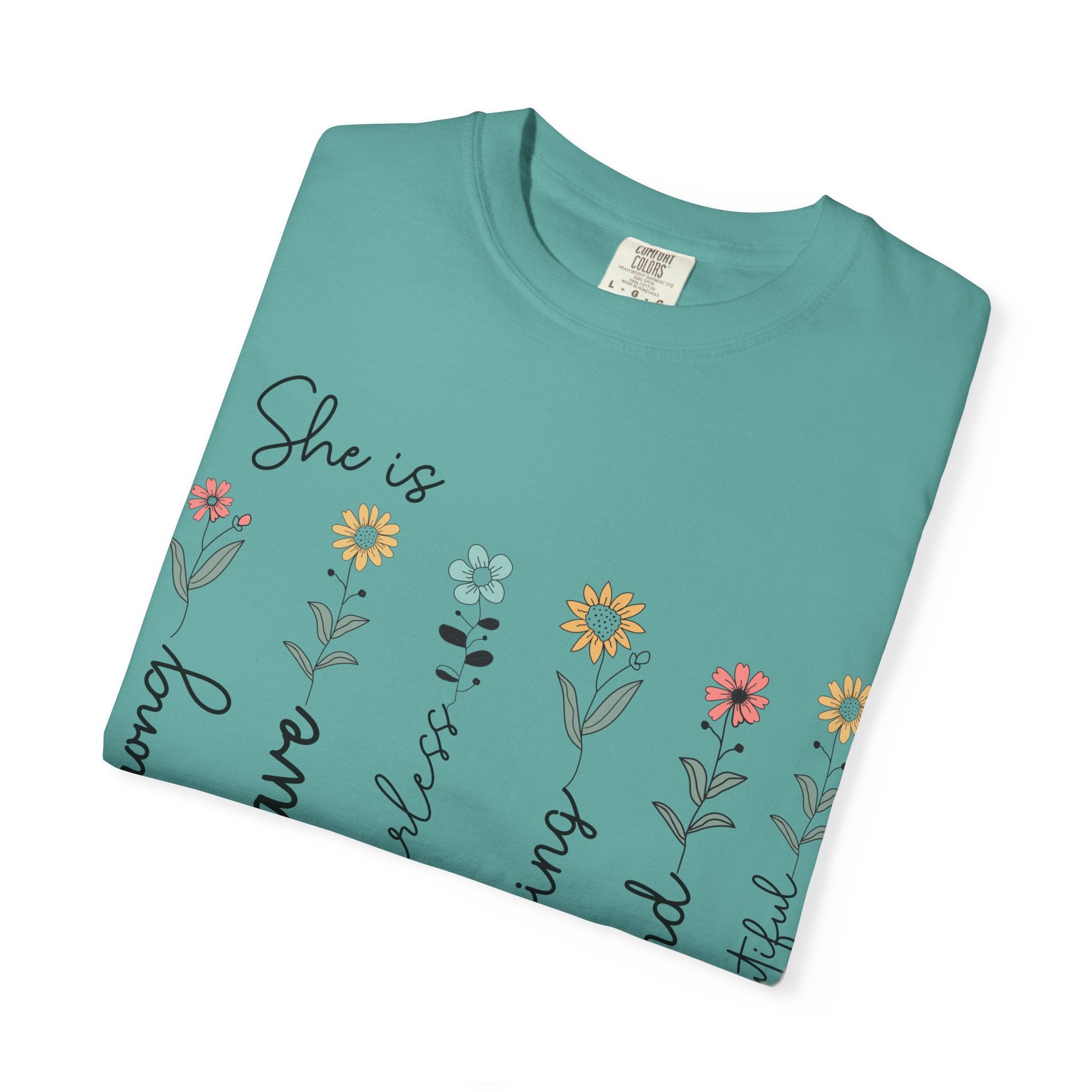 She Is Mom Floral T-Shirt — Brave, Kind, Beautiful Mother's Day Tee