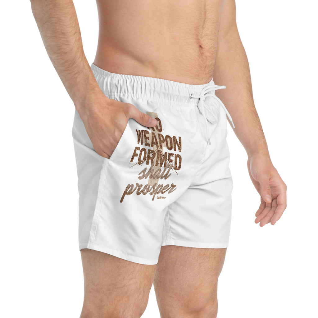 Biblical Swim Trunks "No Weapon Formed Shall Prosper" (Isaiah 54:17)