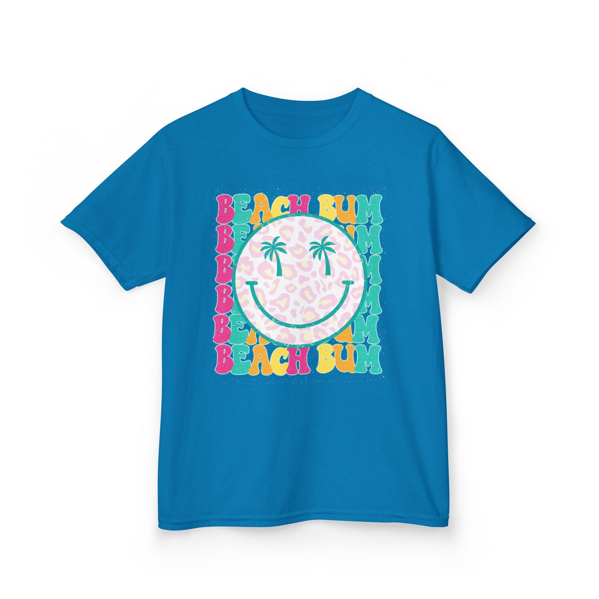 Kids Tee - "Beach Bum" Smiley Palm Graphic Tropical Summer Shirt