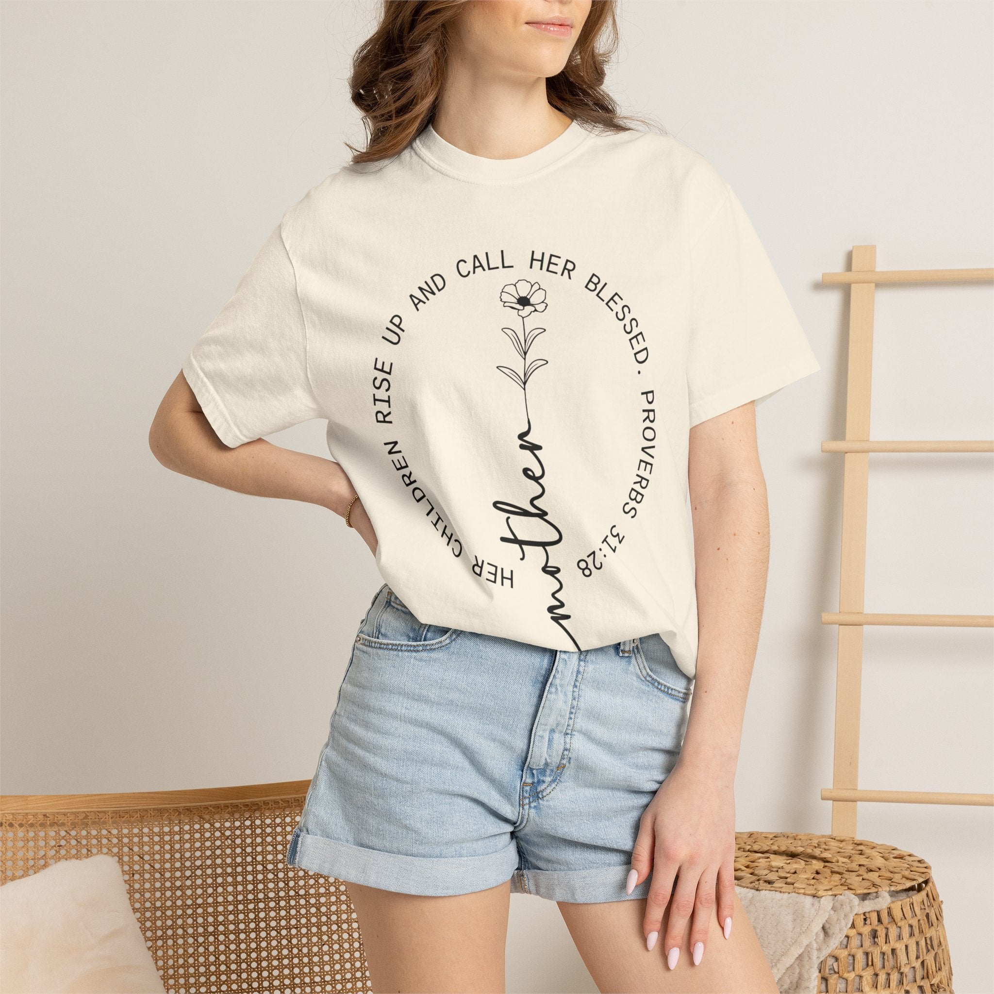T‑Shirt — “Mother” Floral Scripture Tee (Proverbs 31:28)