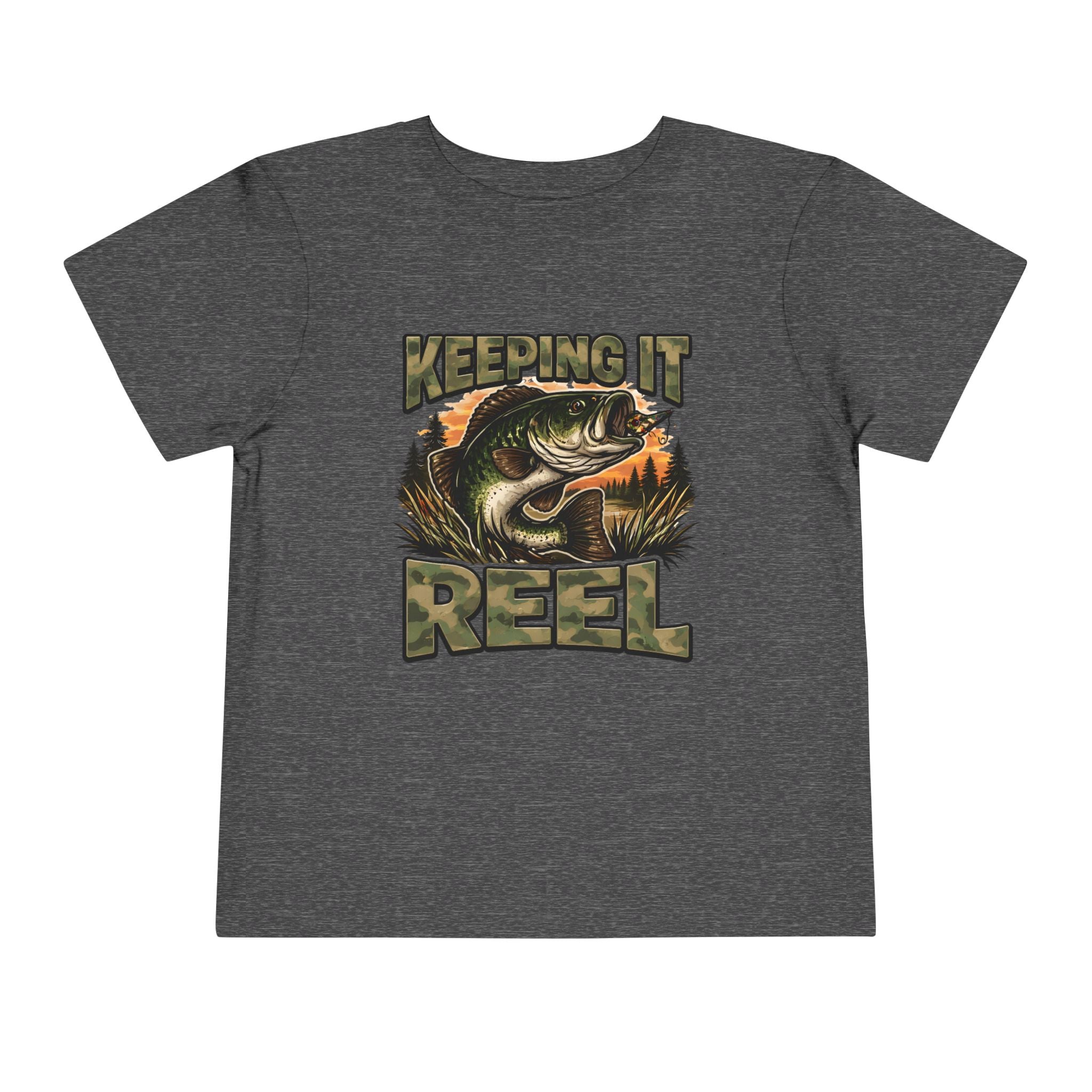 Toddler Fishing Tee - "Keeping It Reel" Bass Graphic Shirt