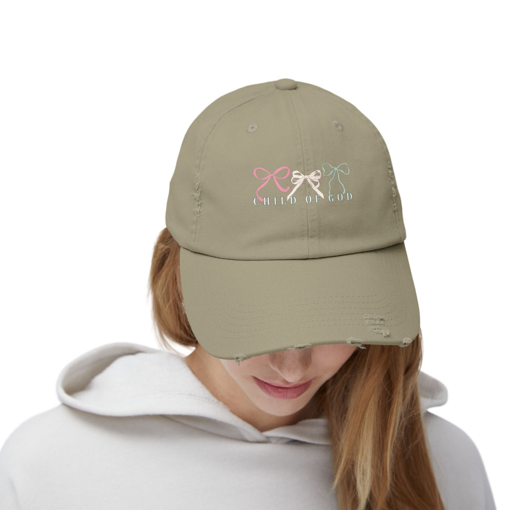 Distressed Cap — Child of God Bows Embroidered Hat