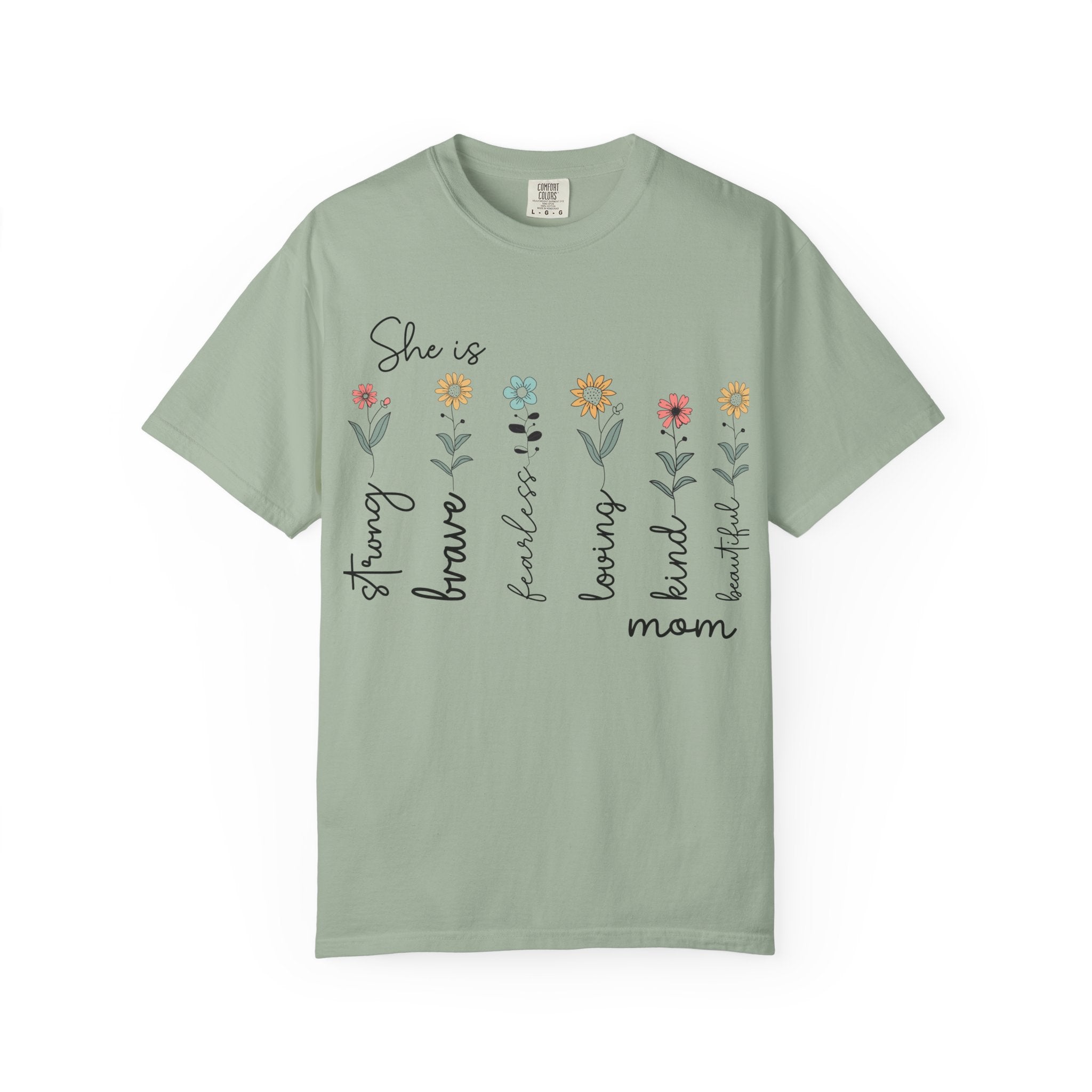 She Is Mom Floral T-Shirt — Brave, Kind, Beautiful Mother's Day Tee