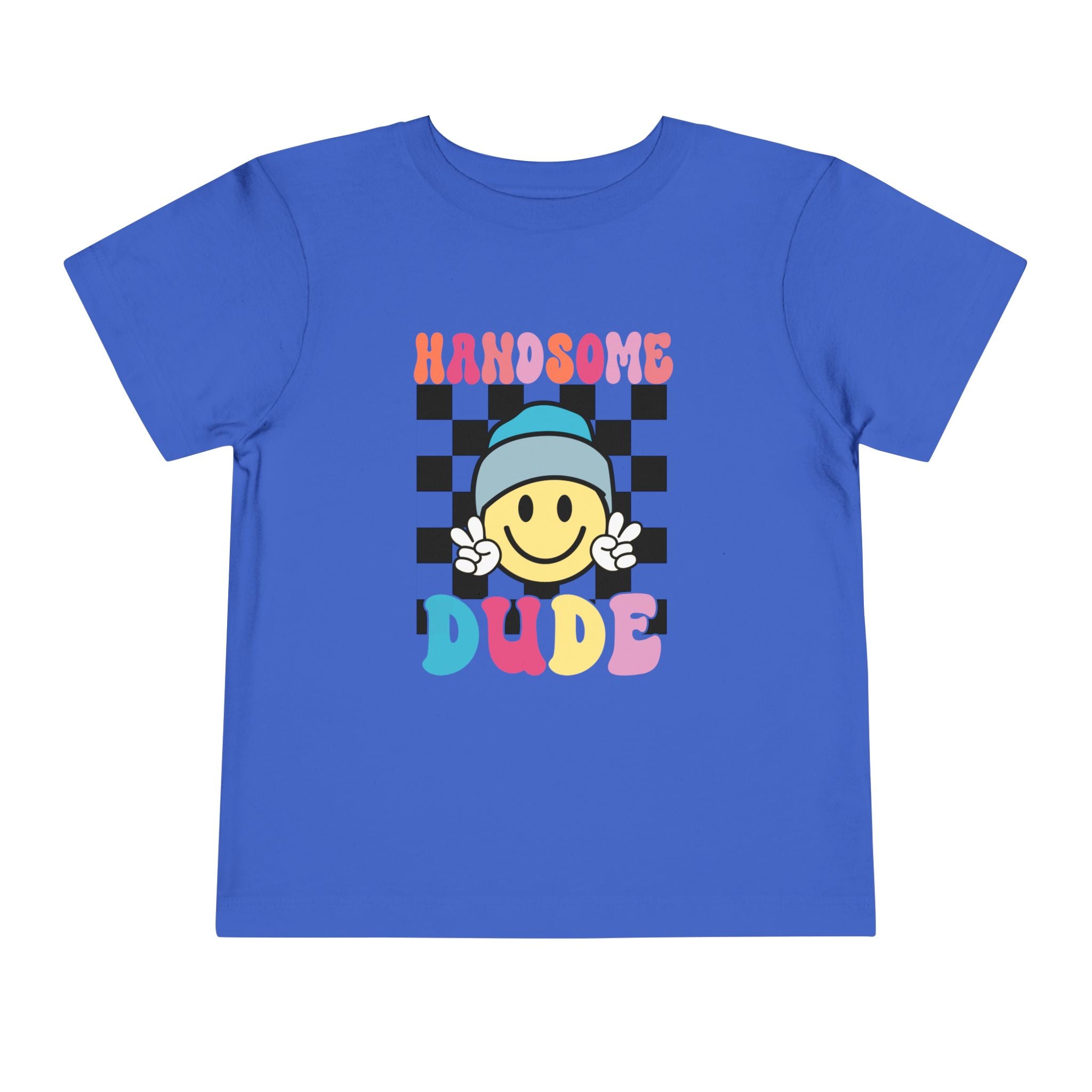 Handsome Dude Toddler Tee — Retro Smile Face Graphic Shirt