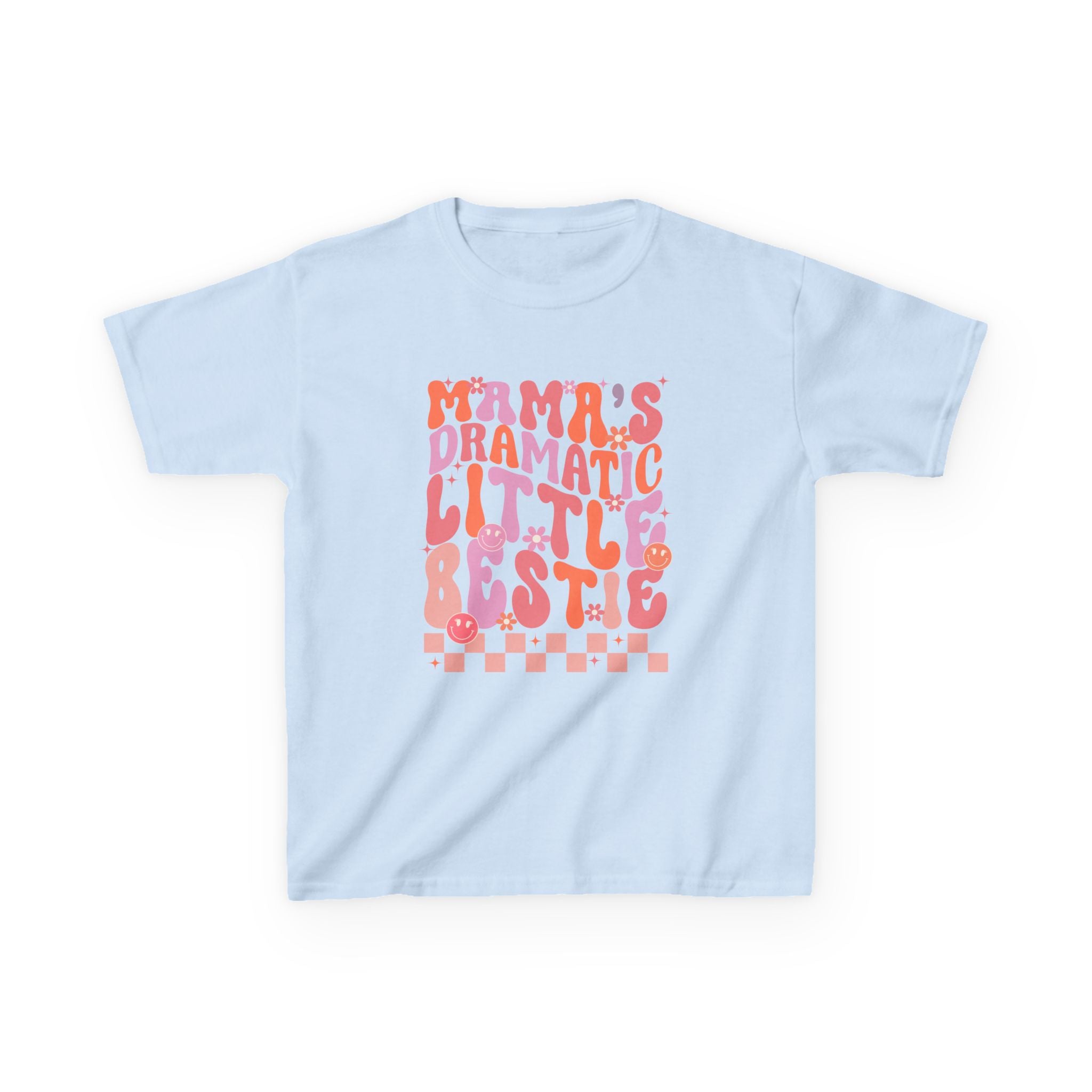 Kids Tee — "Mama's Dramatic Little Bestie" Retro Pink Graphic Shirt