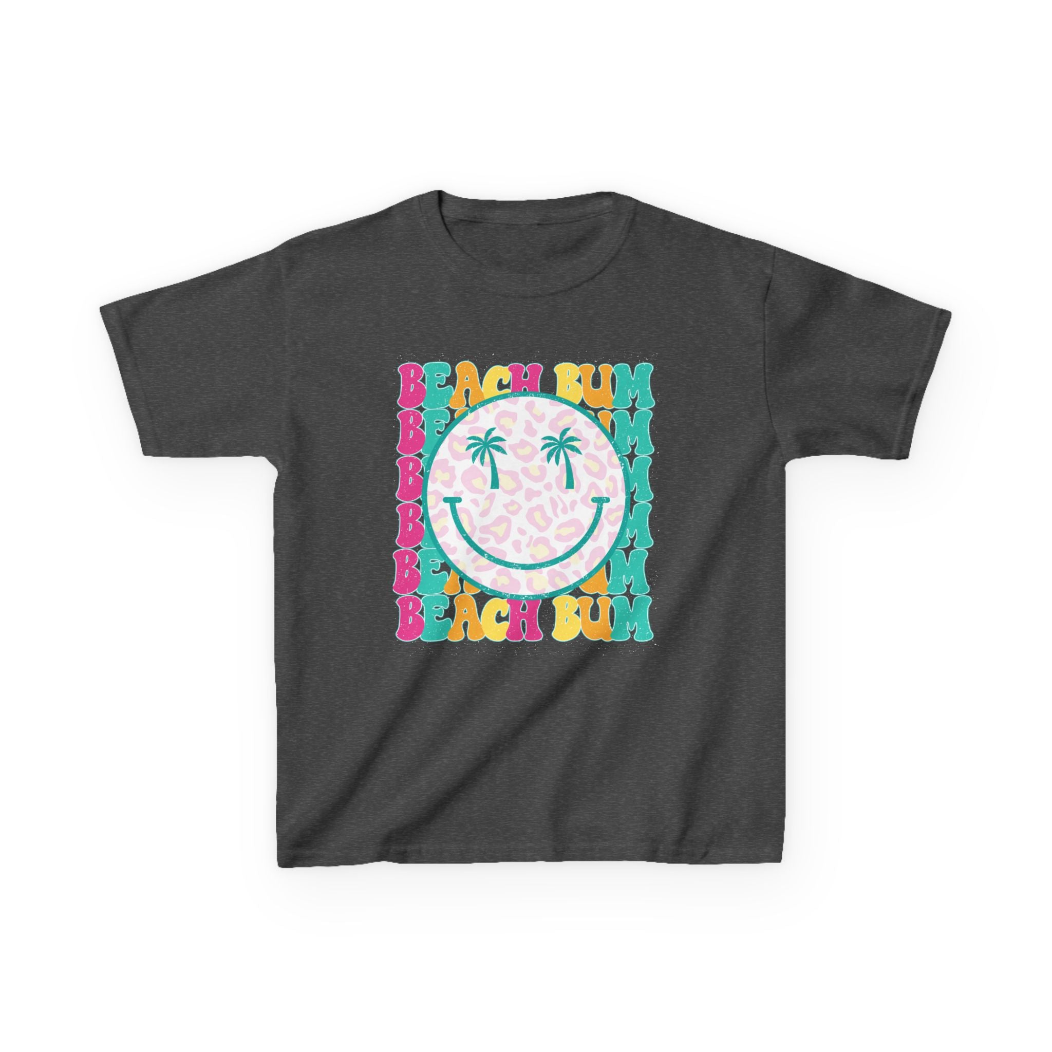 Kids Tee - "Beach Bum" Smiley Palm Graphic Tropical Summer Shirt