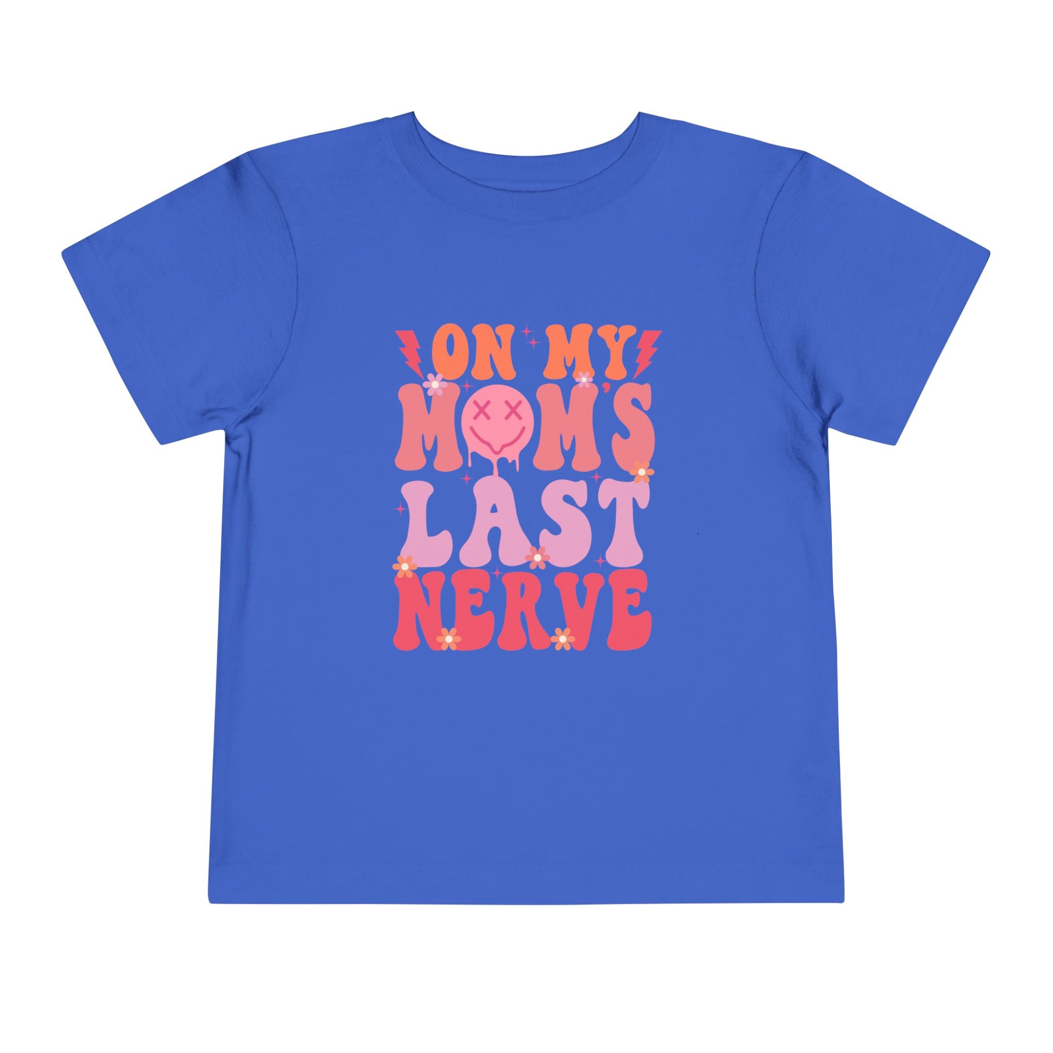 Toddler Tee — "On My Mom's Last Nerve" Retro Pink Groovy Graphic