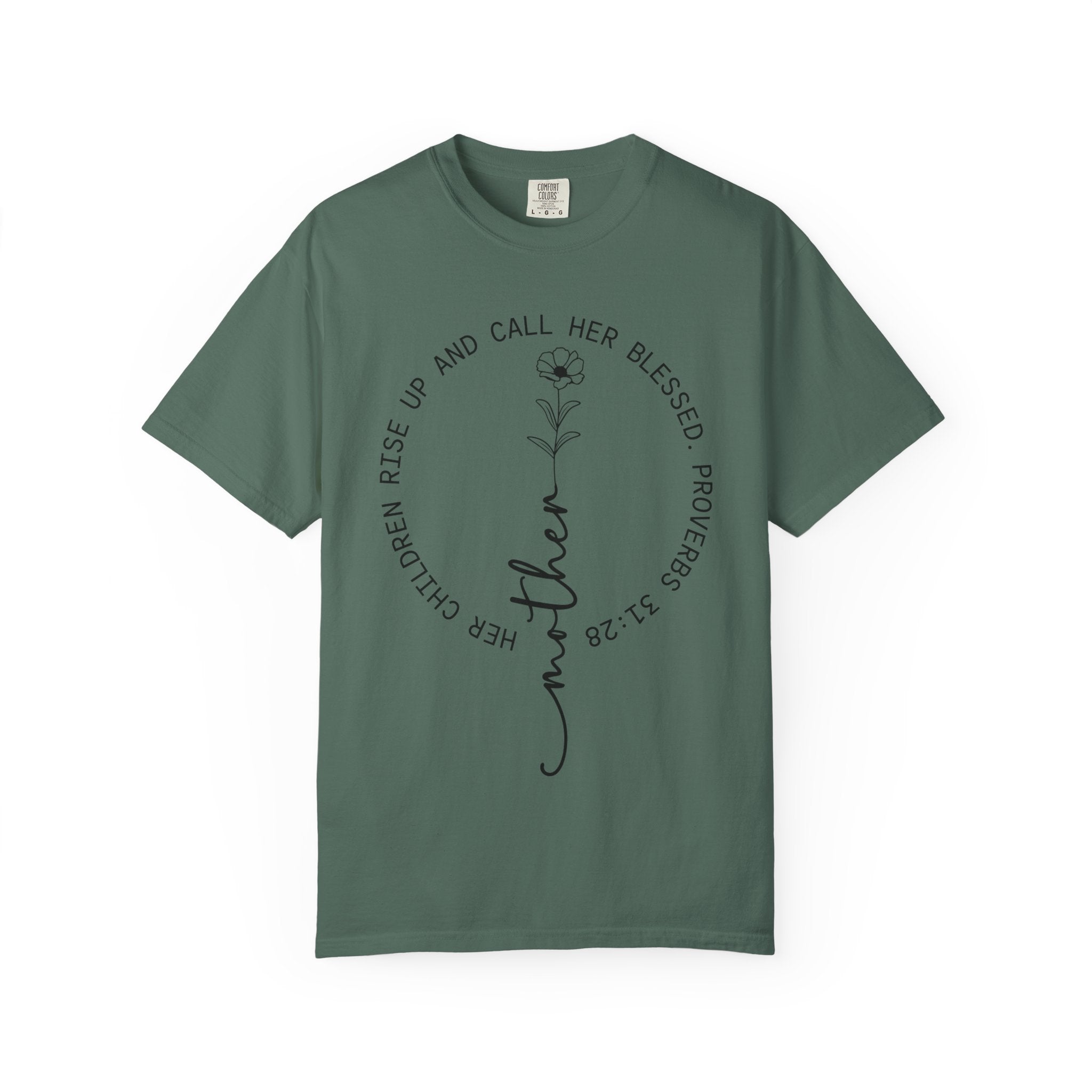 T‑Shirt — “Mother” Floral Scripture Tee (Proverbs 31:28)