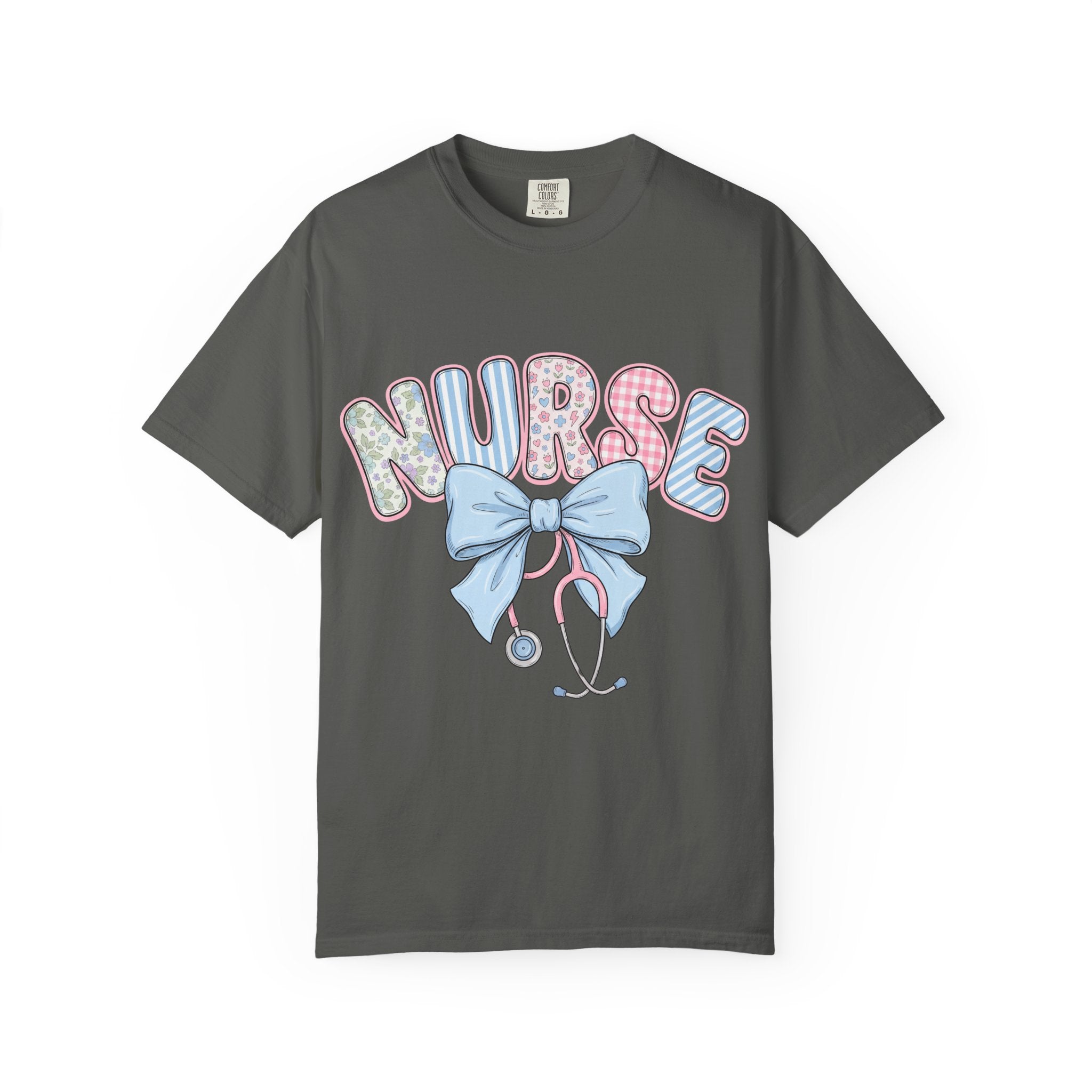 Nurse Bow Stethoscope T-Shirt Pastel Floral Nursing