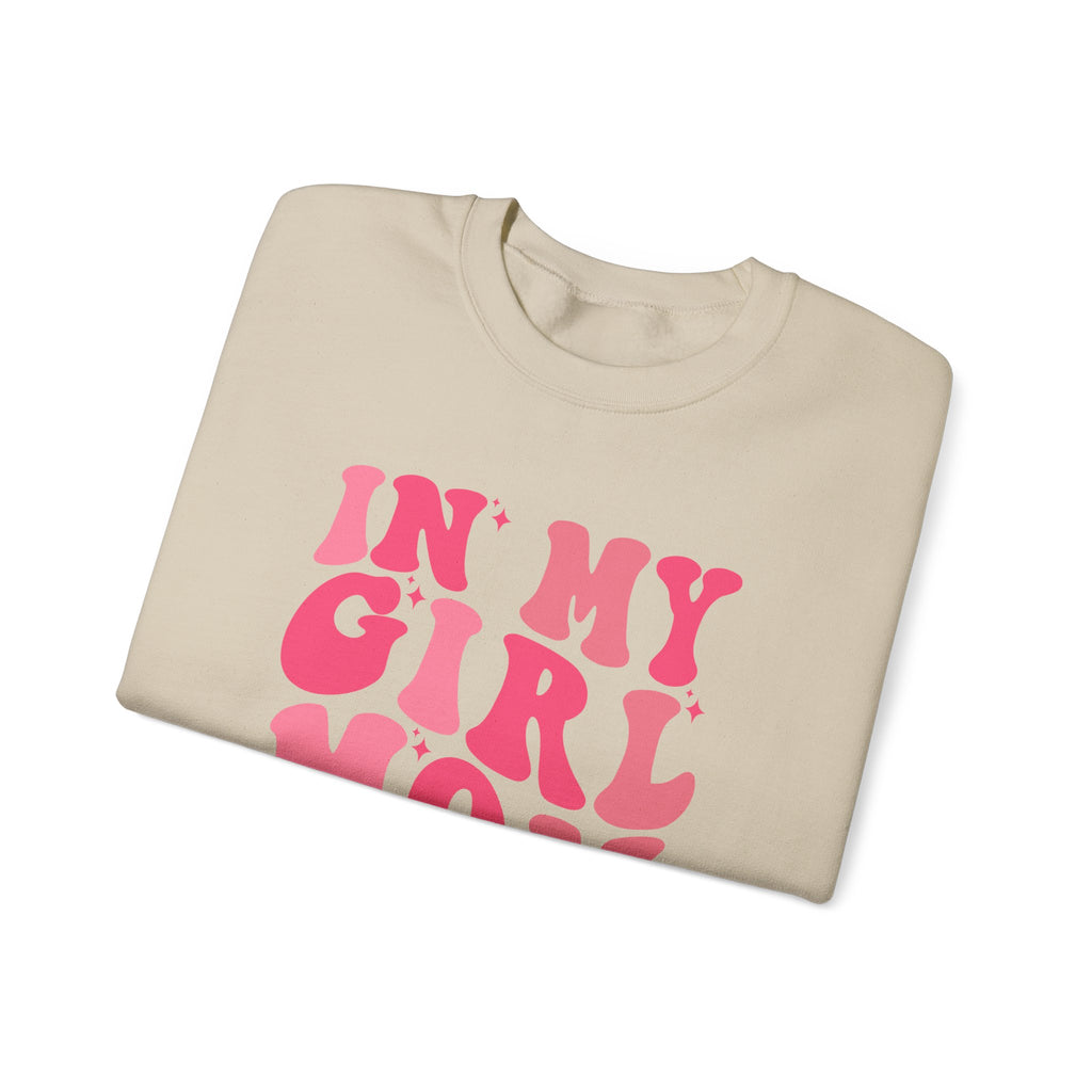 Crewneck Sweatshirt — "In My Girl Mom Era" Retro Pink Graphic