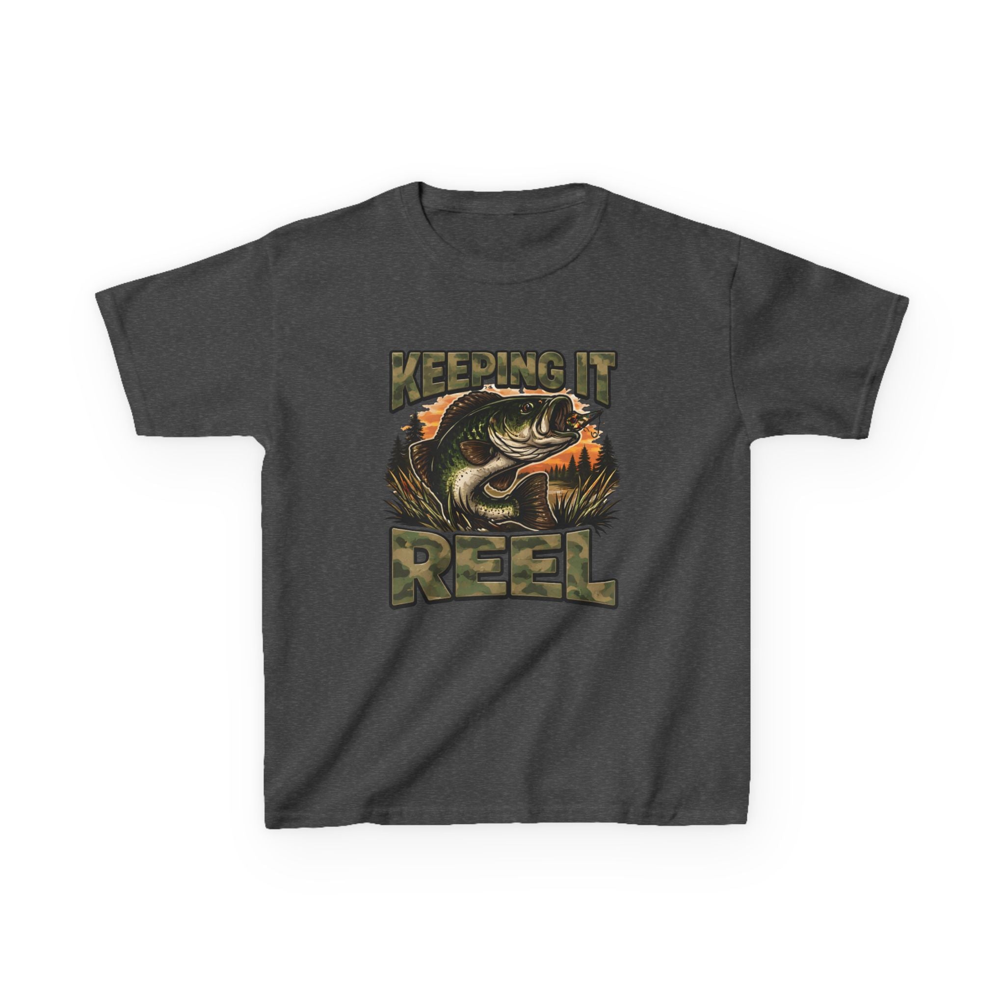 Kids Fishing T-Shirt — "Keeping It Reel" Bass Graphic Tee