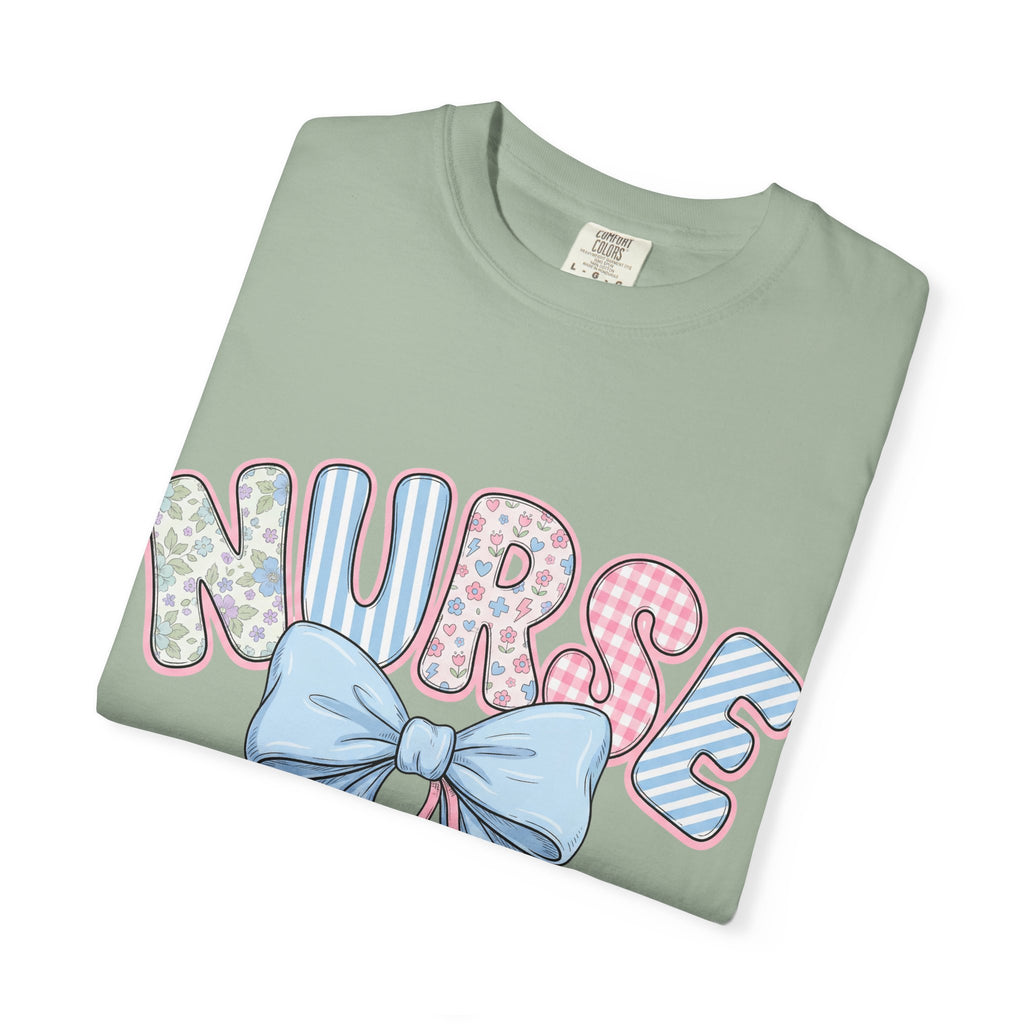 Nurse Bow Stethoscope T-Shirt Pastel Floral Nursing