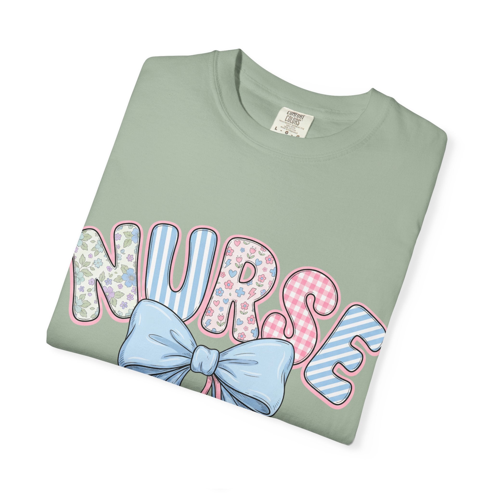 Nurse Bow Stethoscope T-Shirt Pastel Floral Nursing